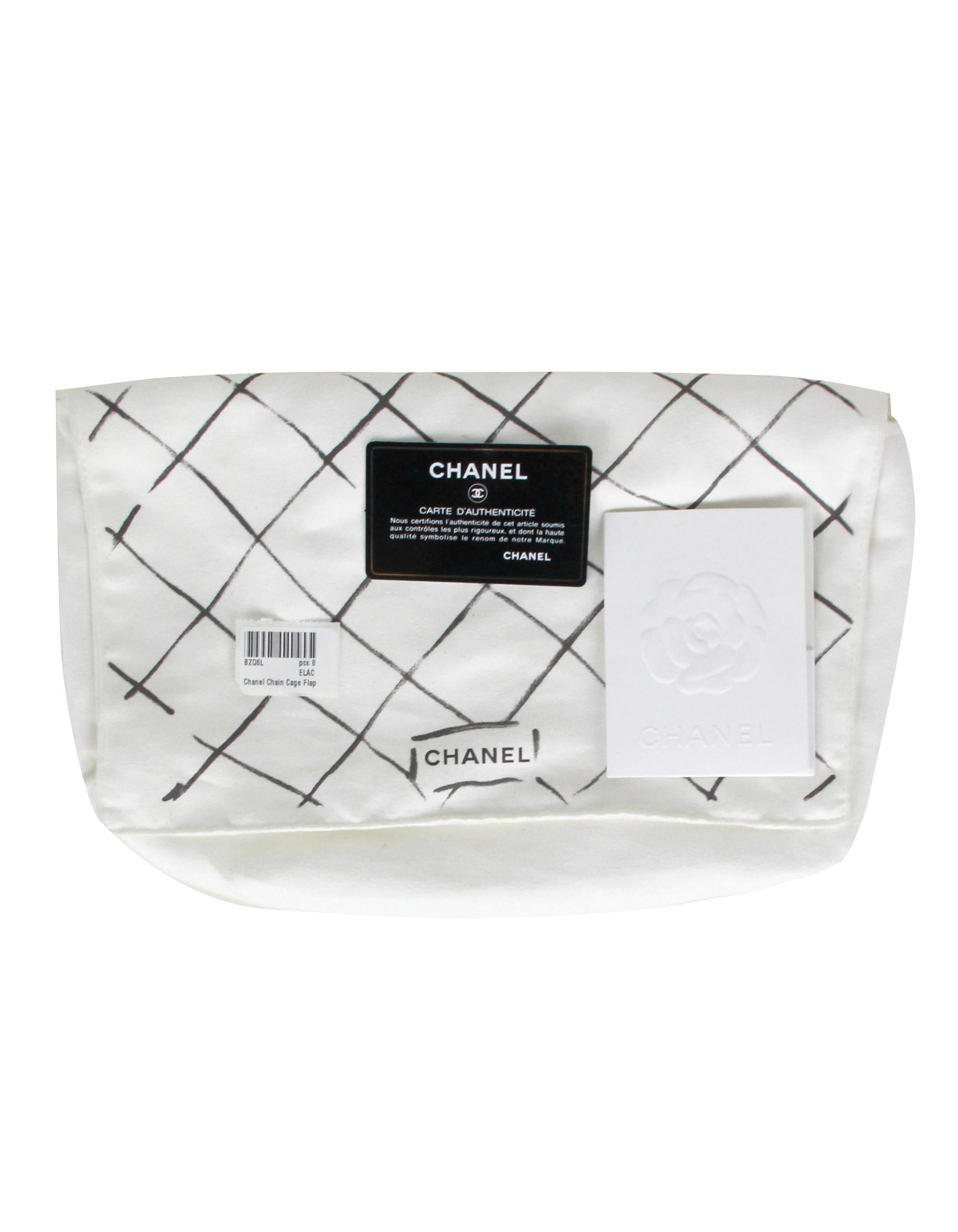 Chanel Classic Cage Klappentasche aus schwarzem Lammleder mit gewebter Kette 6