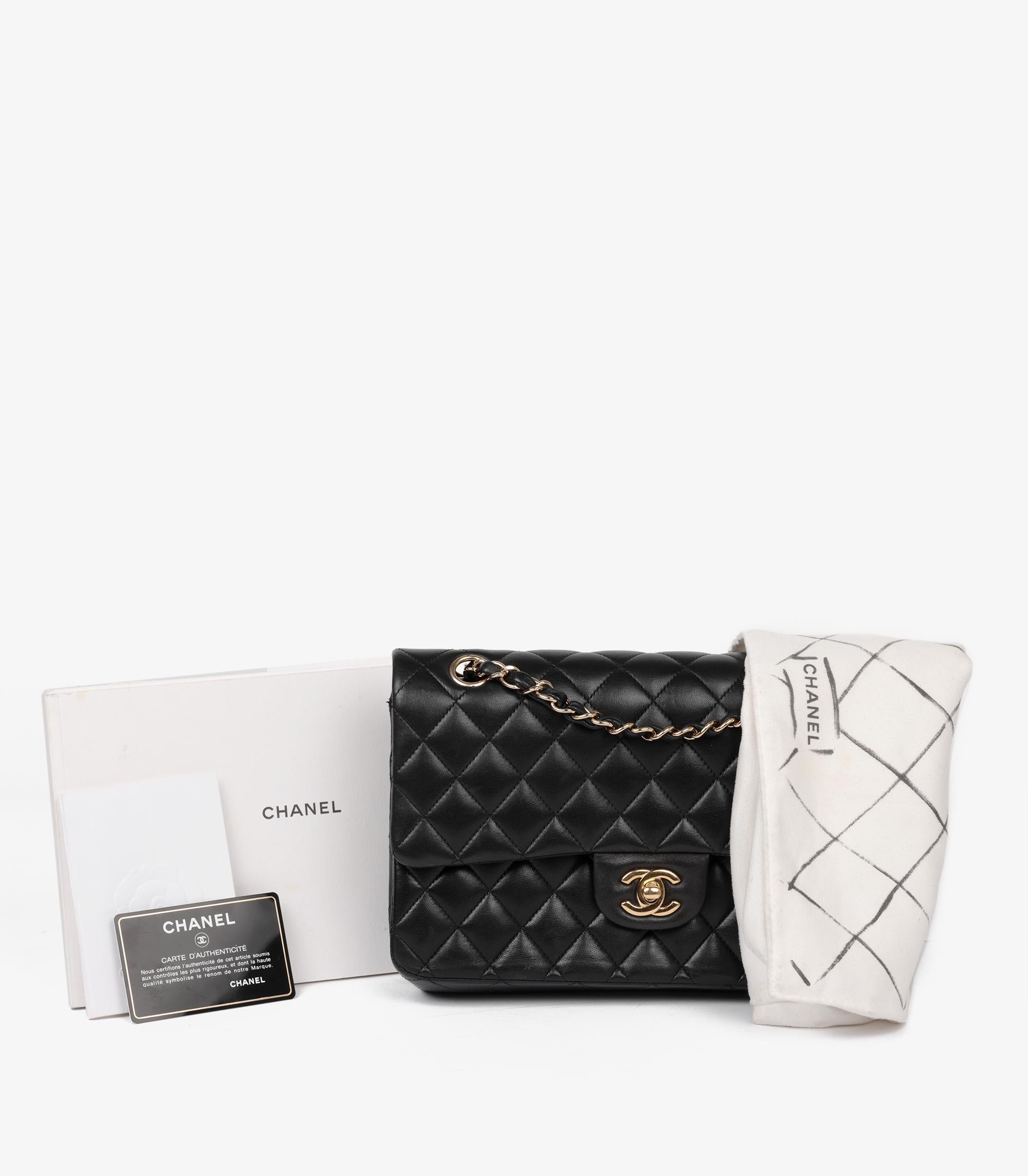 Chanel Bolso Doble Solapa Clásico Piel de Cordero Negro 8