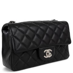 CHANEL black lambskin leather CLASSIC MINI RECTANGULAR Bag