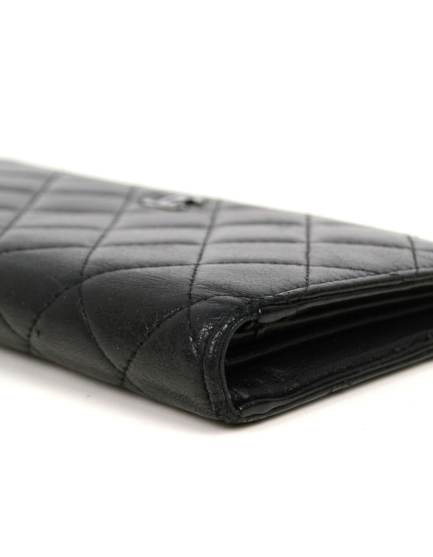 Chanel Black Lambskin Leather Classic Quilted Yen Wallet 1
