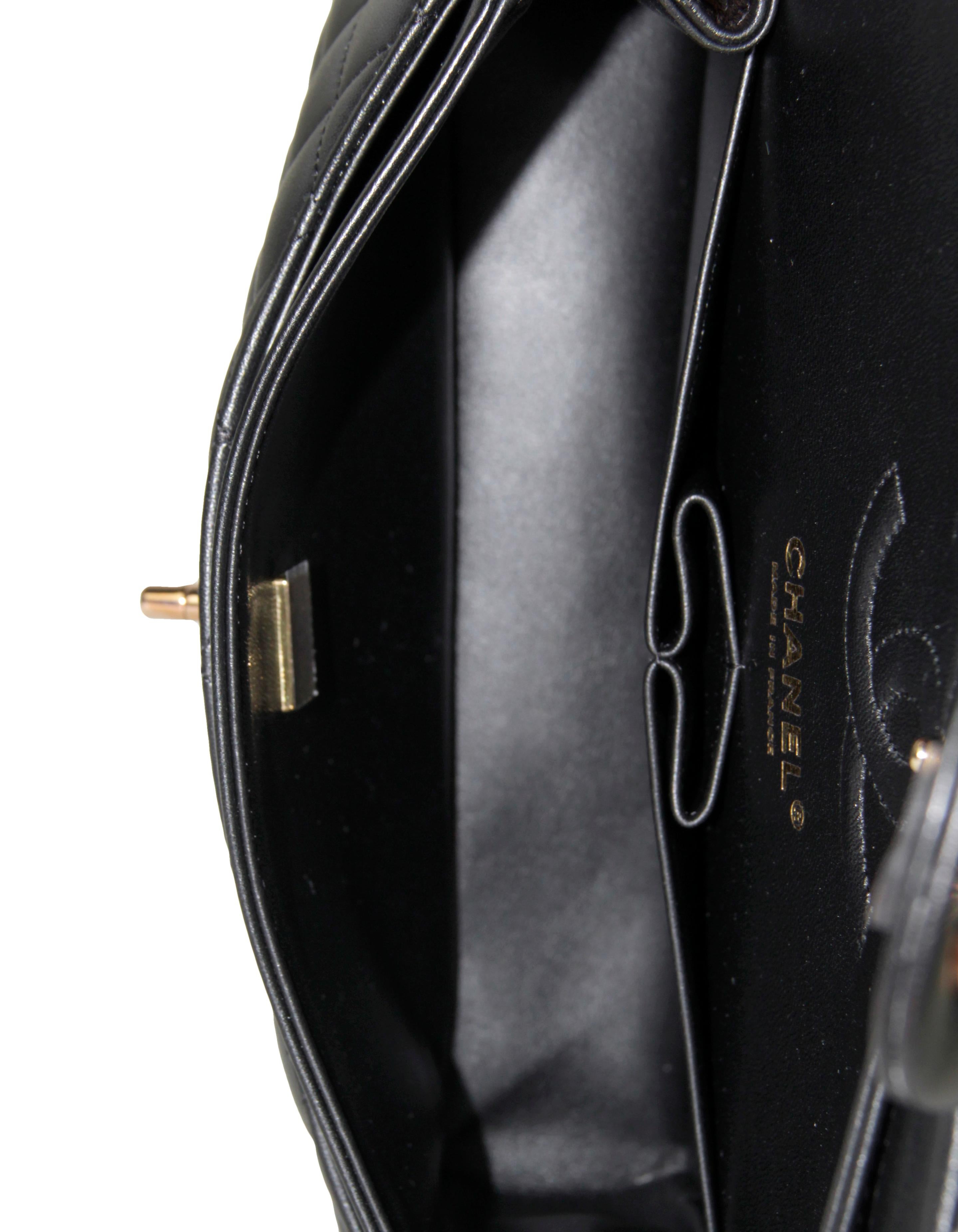 Chanel Black Lambskin Leather Double Flap Small Classic Bag w/ Rose Gold HW 2