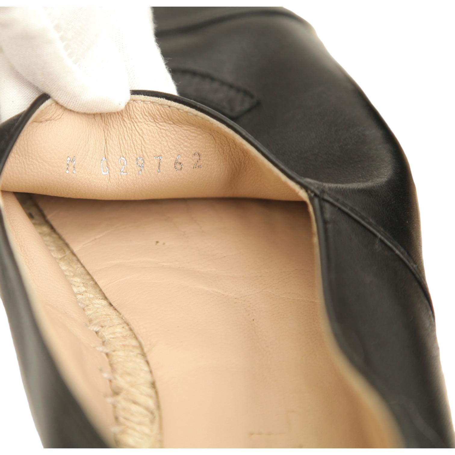 CHANEL Black Lambskin Leather Espadrilles Loafers Flats Cap Toe CC Shoes Sz 40 9