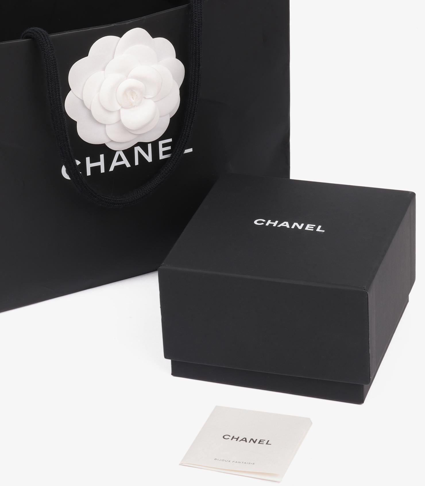 Chanel Black Lambskin Leather & Faux Pearl Matte Gold Tone CC Bracelet 4