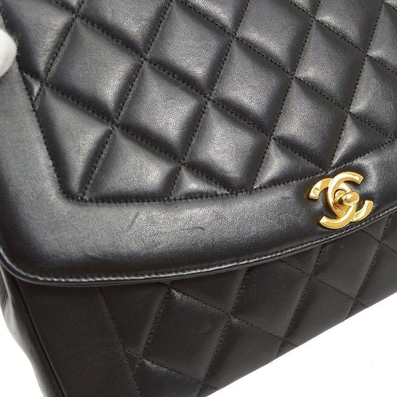 CHANEL Black Lambskin Leather Gold Diana Jumbo Evening Shoulder Flap Bag In Good Condition In Chicago, IL