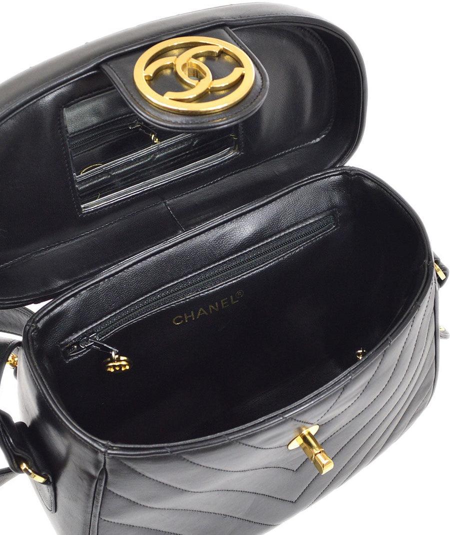 Women's CHANEL Black Lambskin Leather Gold Hardware Small Bucket Canister Shoulder Bag  For Sale