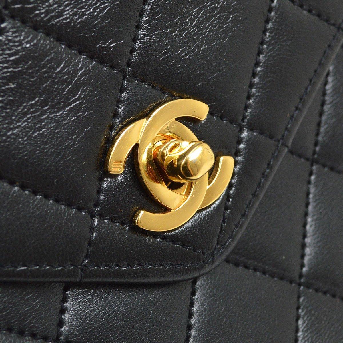 CHANEL Black Lambskin Leather Gold Kelly Style CC Mini Party Top Handle Bag In Good Condition In Chicago, IL