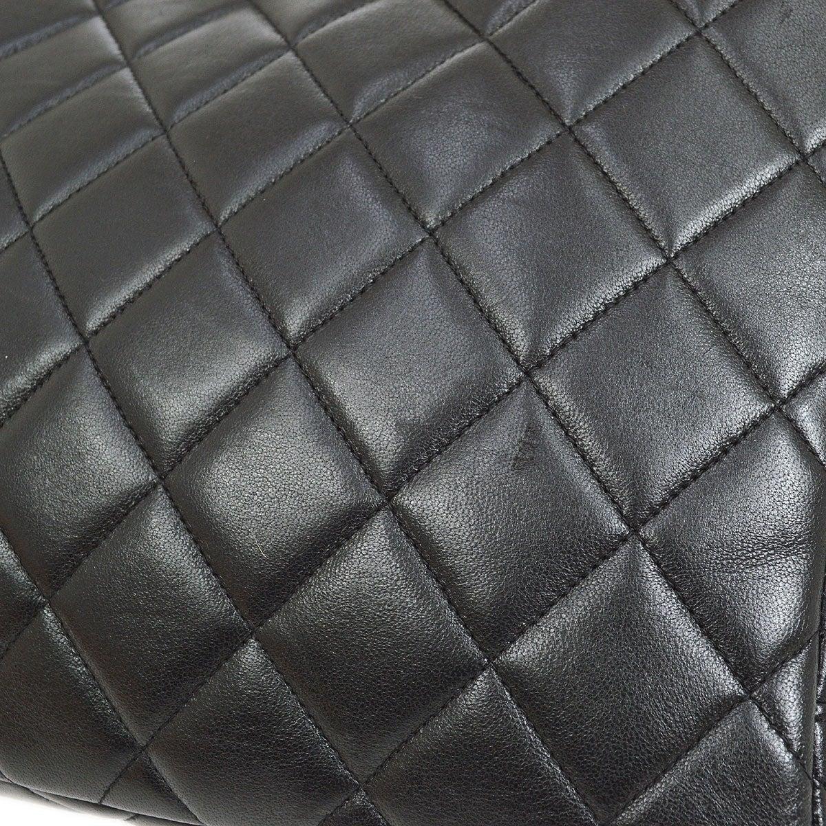 Noir CHANEL Black Lambskin Leather Gold Large Shopper Carryall Shoulder Tote Bag en vente