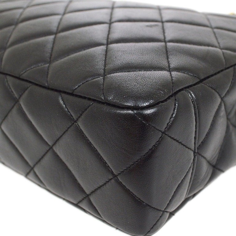 DISSONA Black Leather Large Tote Bag Double Handles Handbag Carryall Gold  Trim
