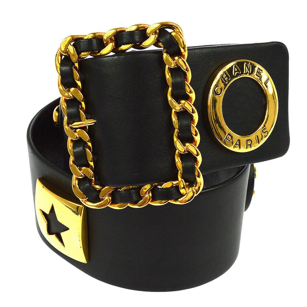 CHANEL Black Lambskin Leather Gold Metal CC Charms Waist Belt II In Good Condition In Chicago, IL