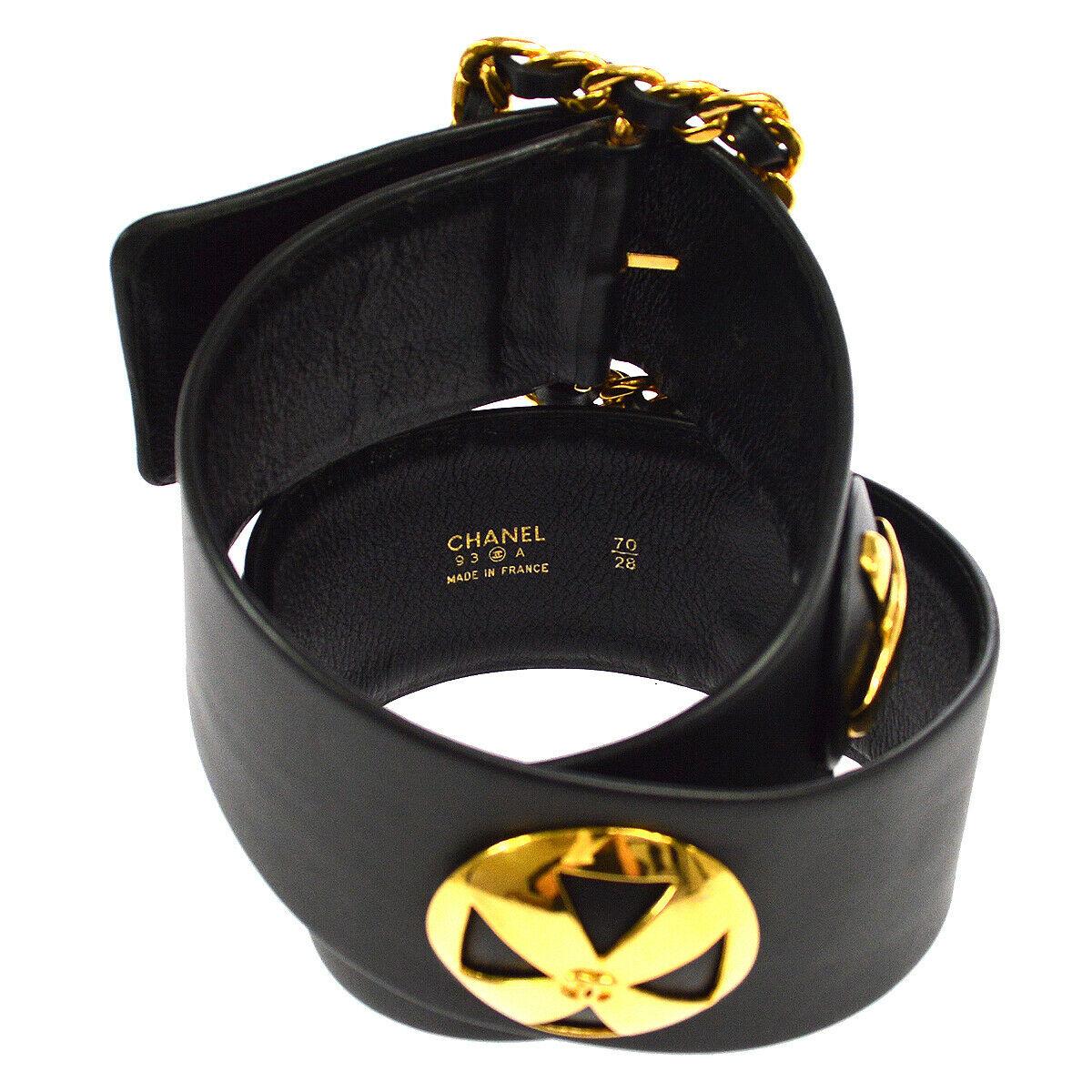 Women's CHANEL Black Lambskin Leather Gold Metal CC Charms Waist Belt II