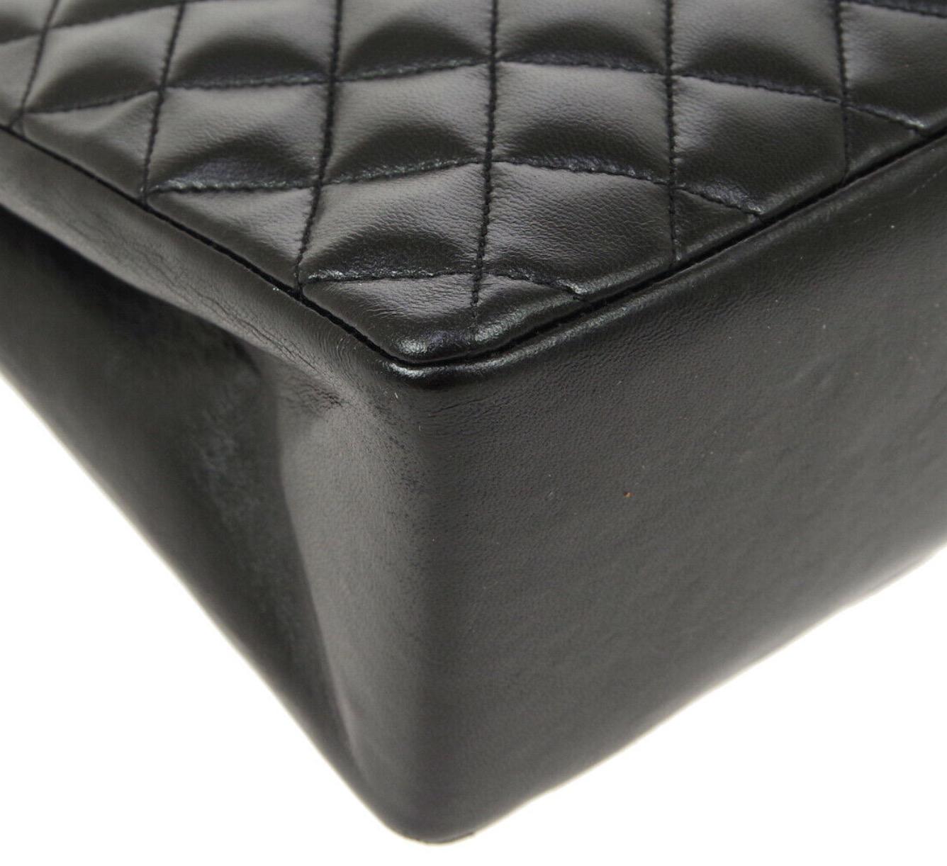 Women's Chanel Black Lambskin Leather Gold Shopper Shoulder Carry All Bag