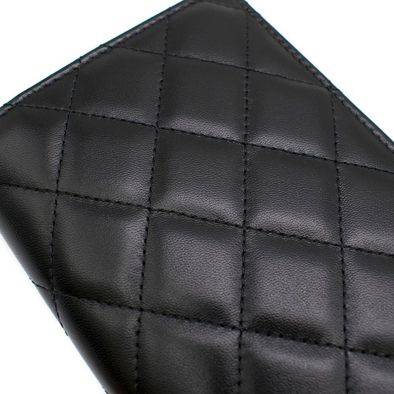 Chanel Black Lambskin Leather & Gold-tone CC Passport Case
