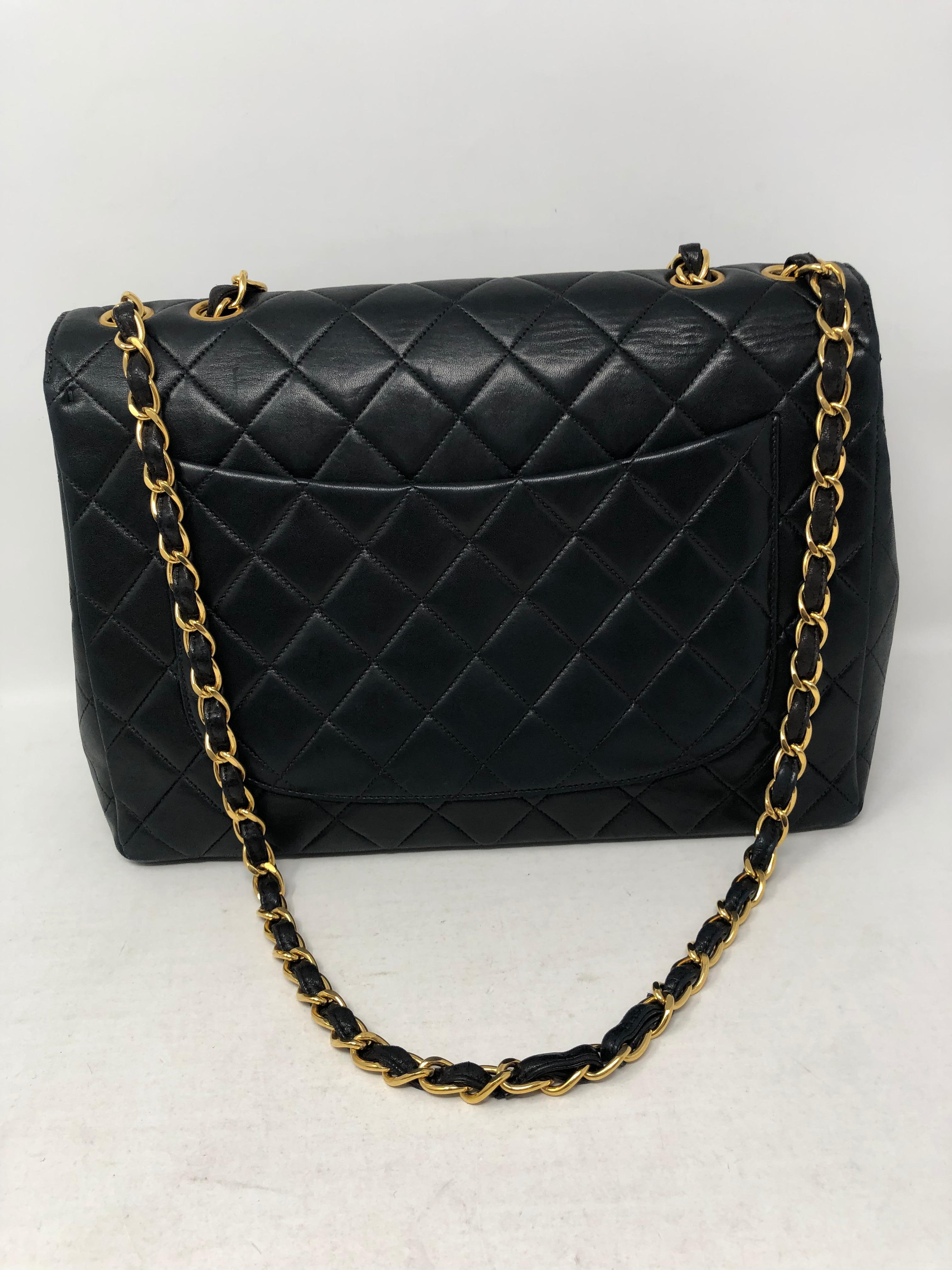 Women's or Men's Chanel Black Lambskin Leather Jumbo 