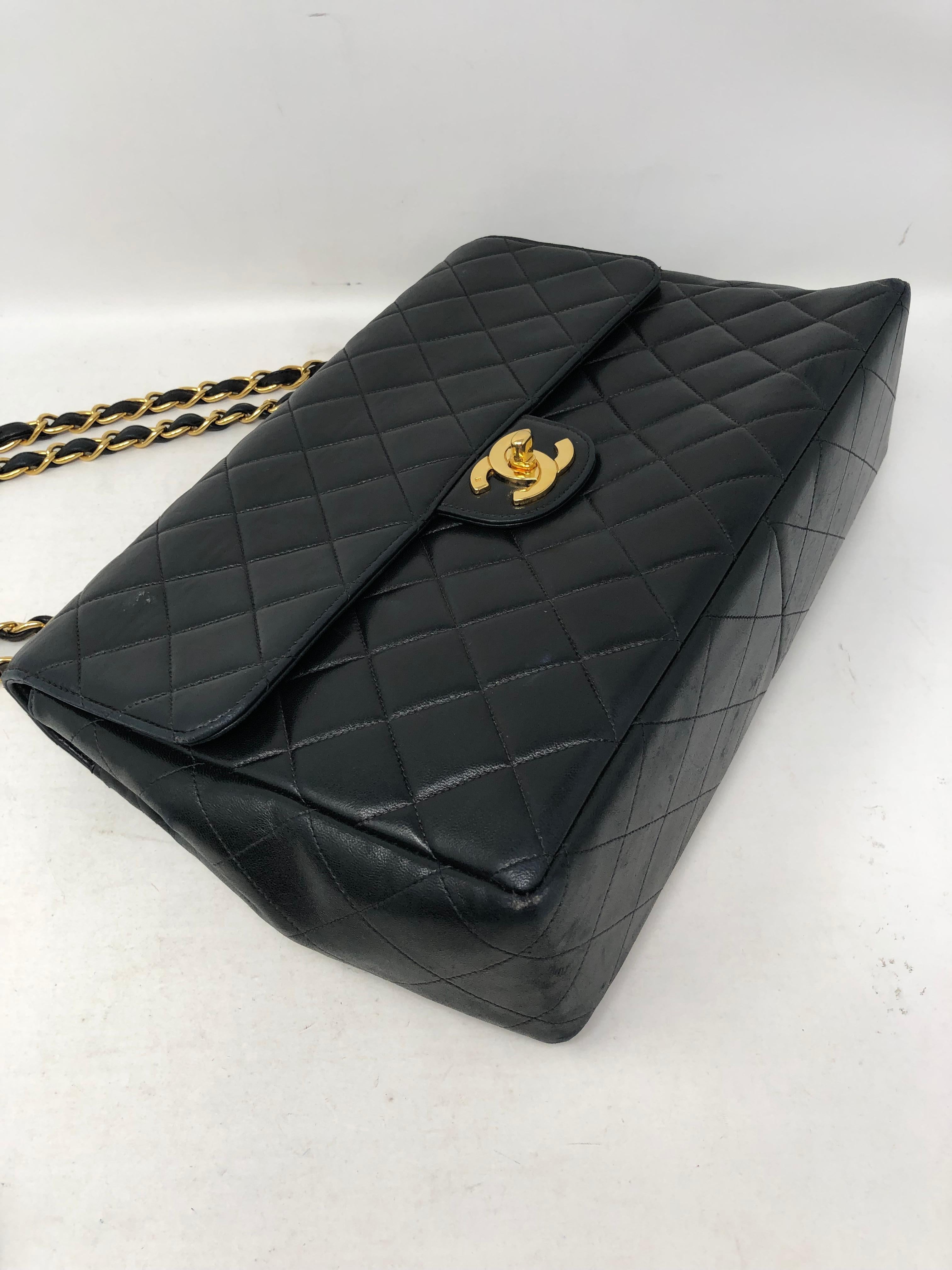 Chanel Black Lambskin Leather Jumbo  1