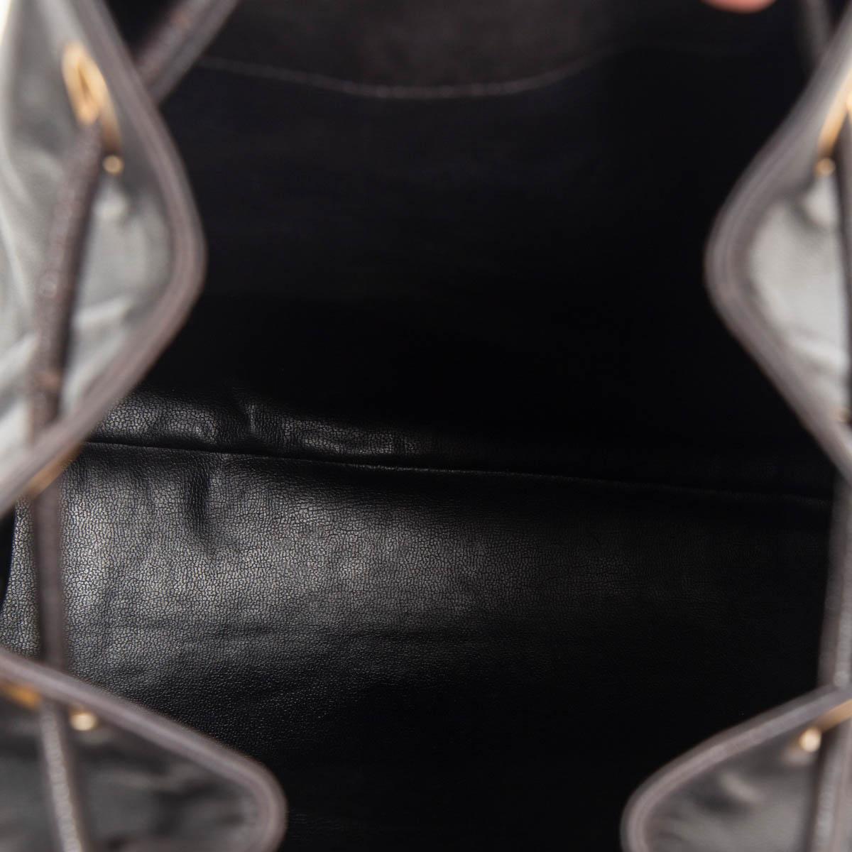 Black CHANEL black lambskin leather LARGE CC VINTAGE Backpack Bag