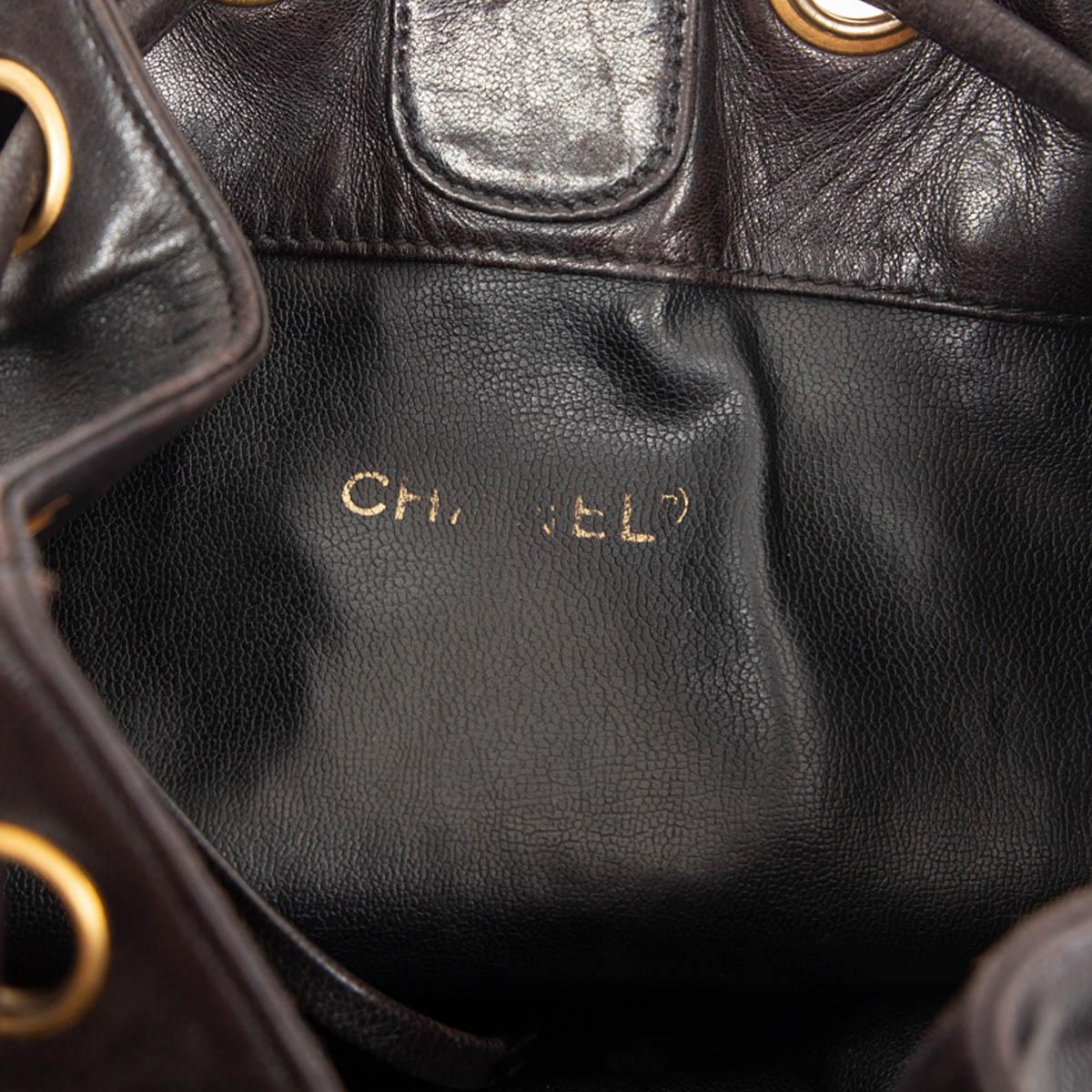 Women's CHANEL black lambskin leather LARGE CC VINTAGE Backpack Bag