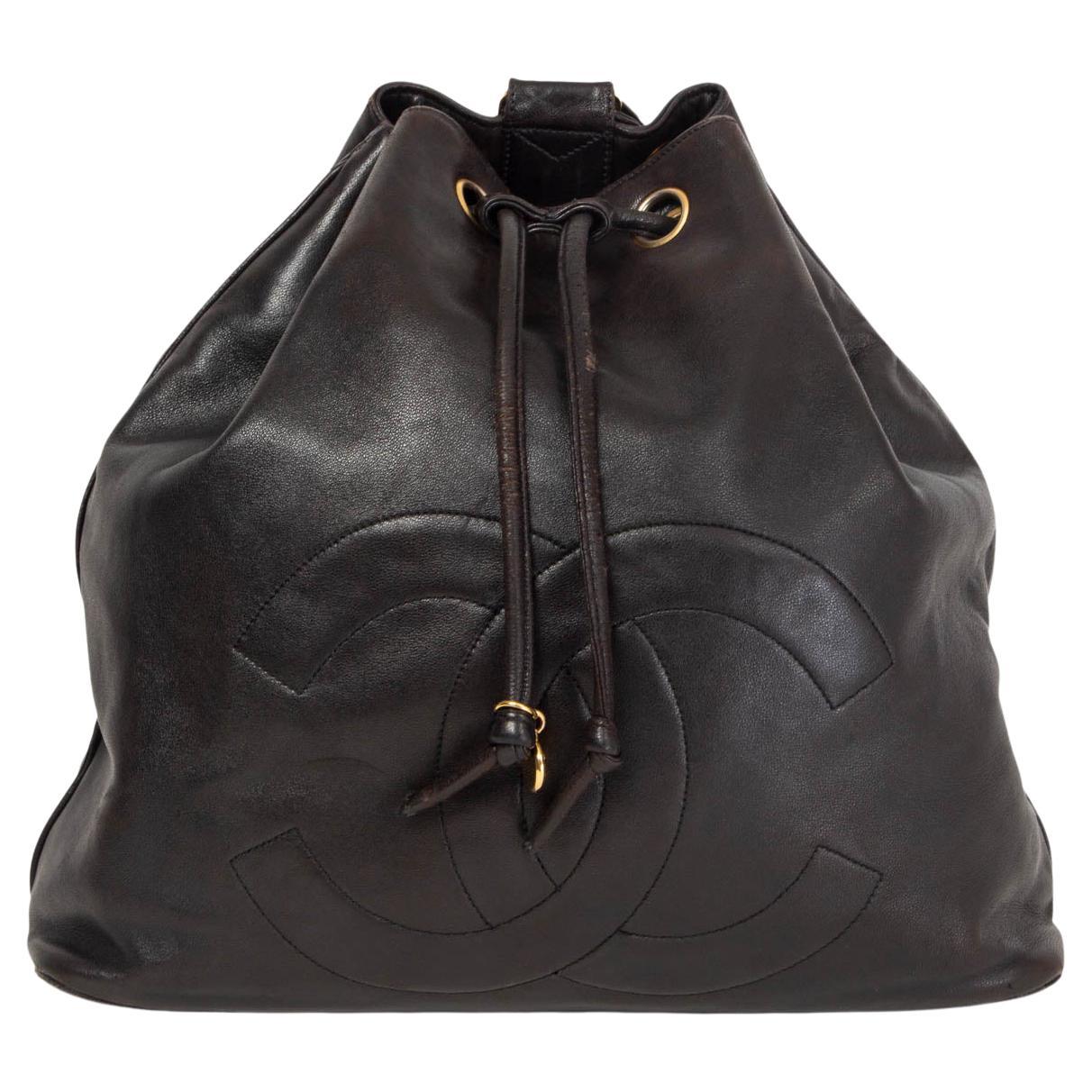 CHANEL black lambskin leather LARGE CC VINTAGE Backpack Bag