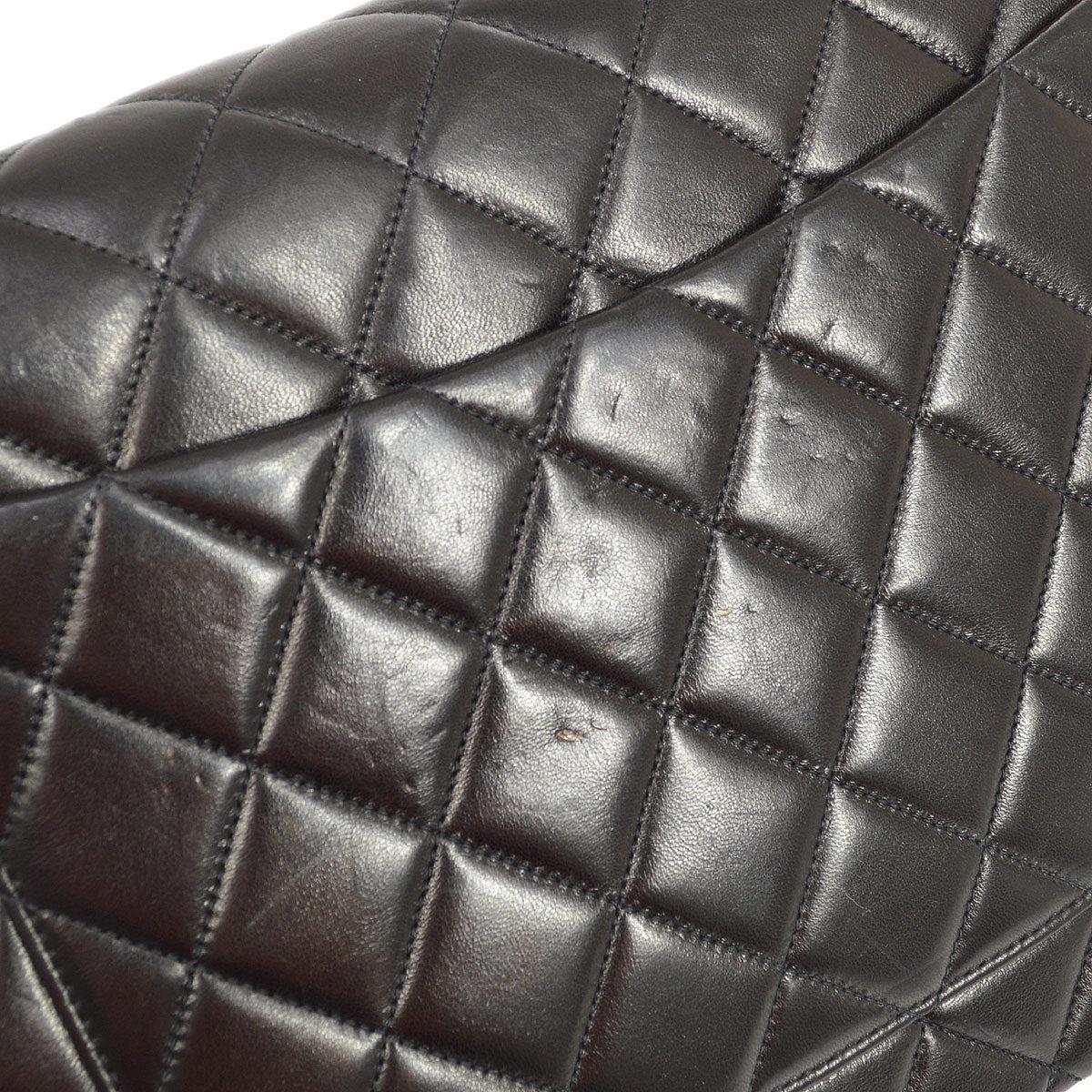 CHANEL Black Lambskin Leather Large Gold CC Jumbo Shoulder Flap Bag For Sale 1