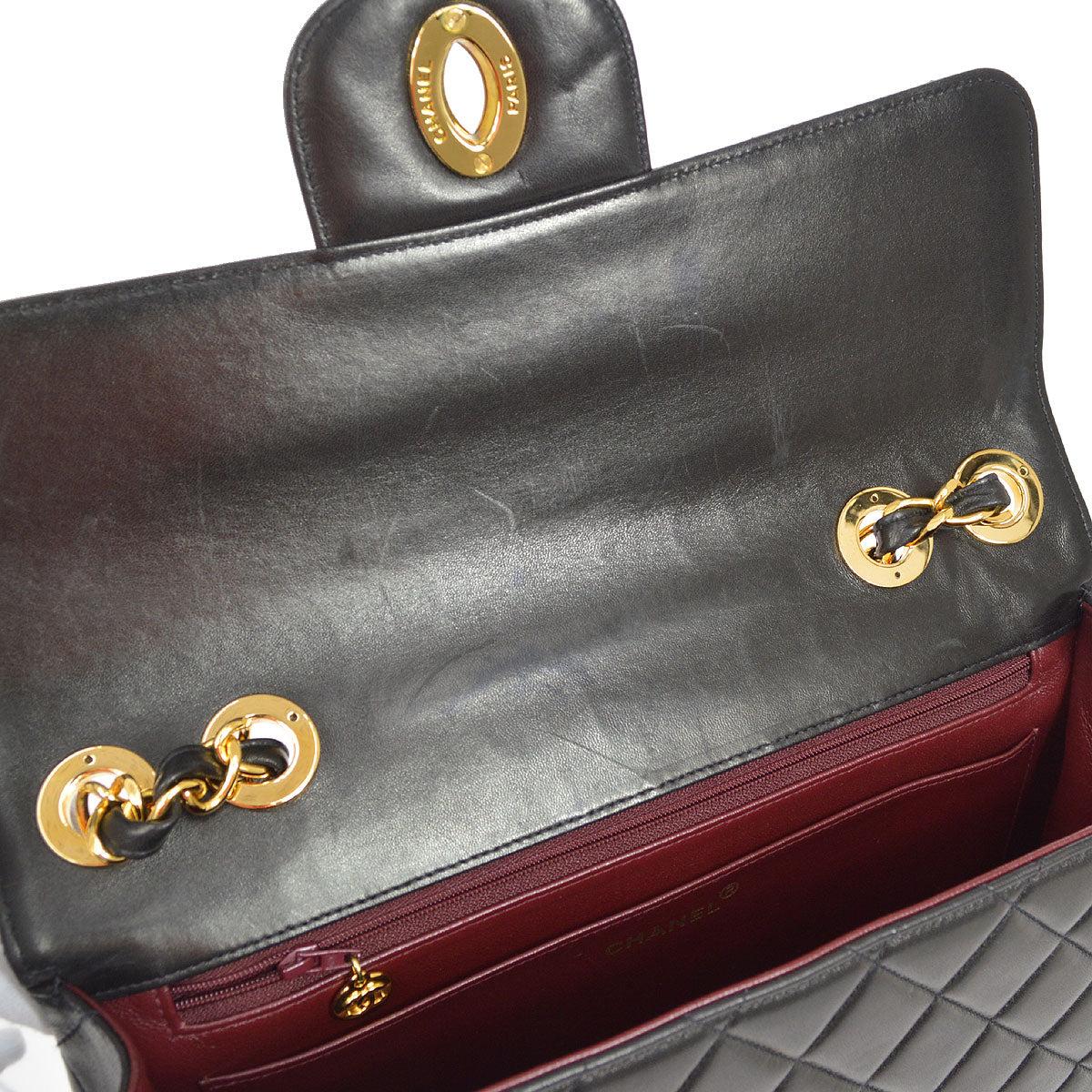 CHANEL Black Lambskin Leather Large Gold CC Jumbo Shoulder Flap Bag For Sale 2