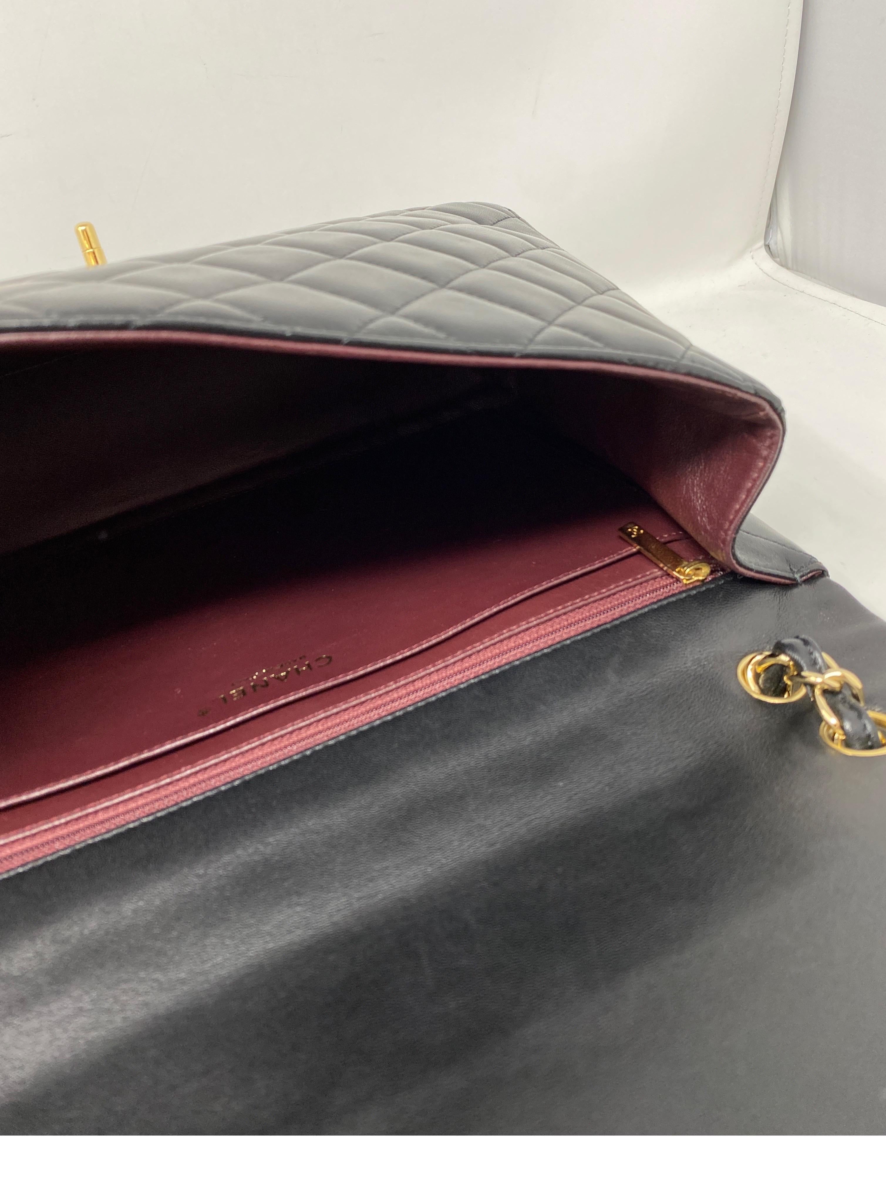 Chanel Black Lambskin Leather Maxi Bag  7