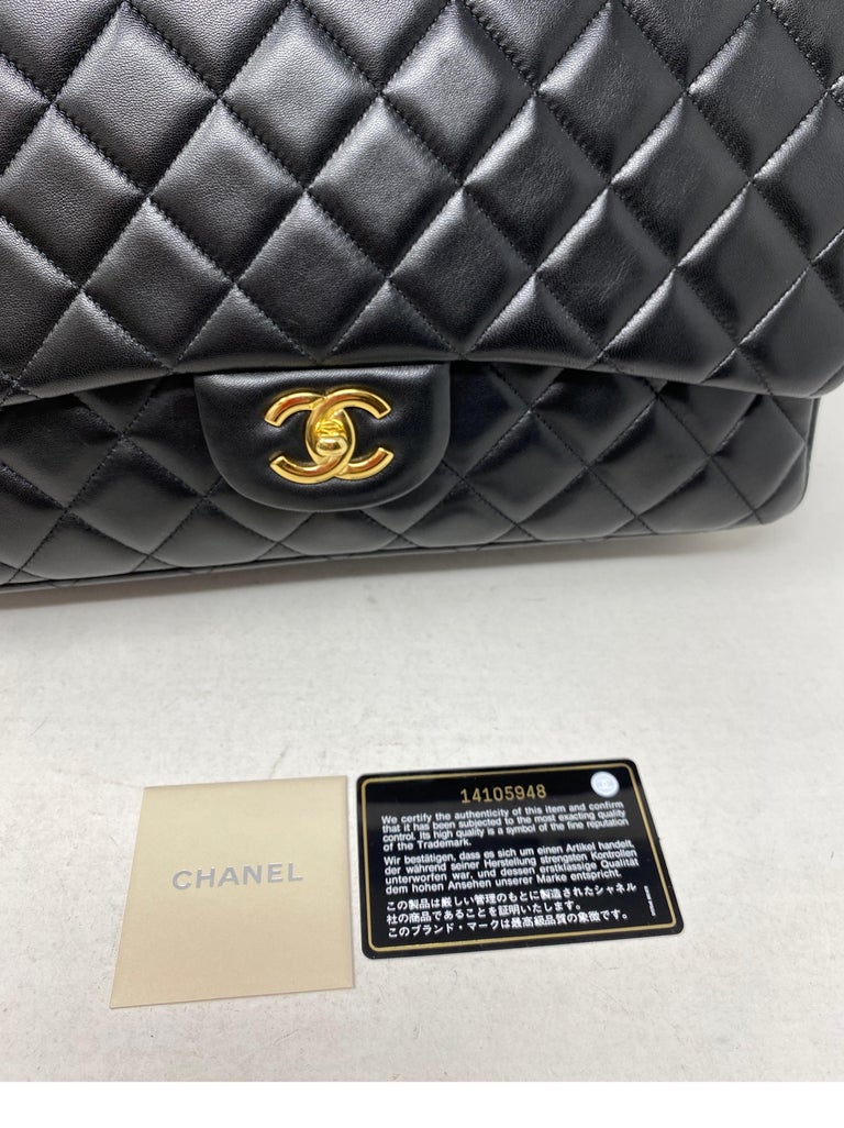 Chanel Black Lambskin Leather Maxi Bag  9