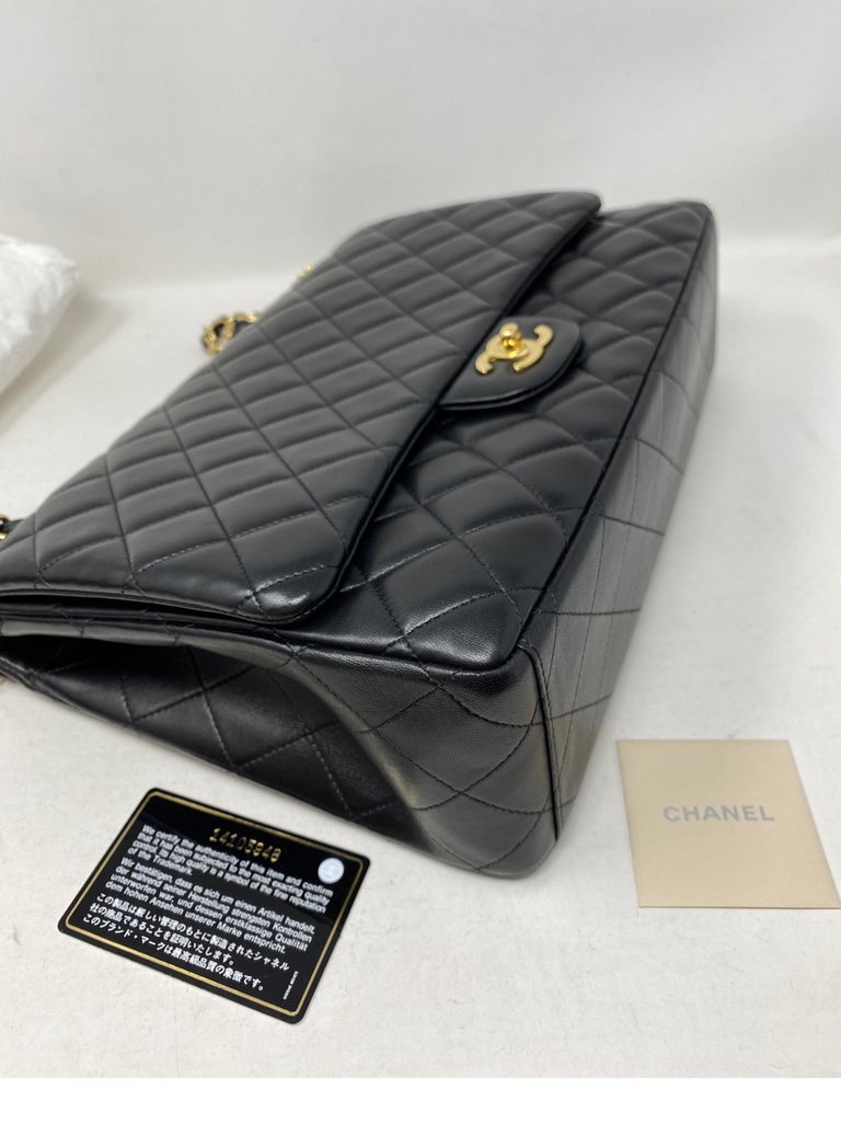 Chanel Black Lambskin Leather Maxi Bag  10