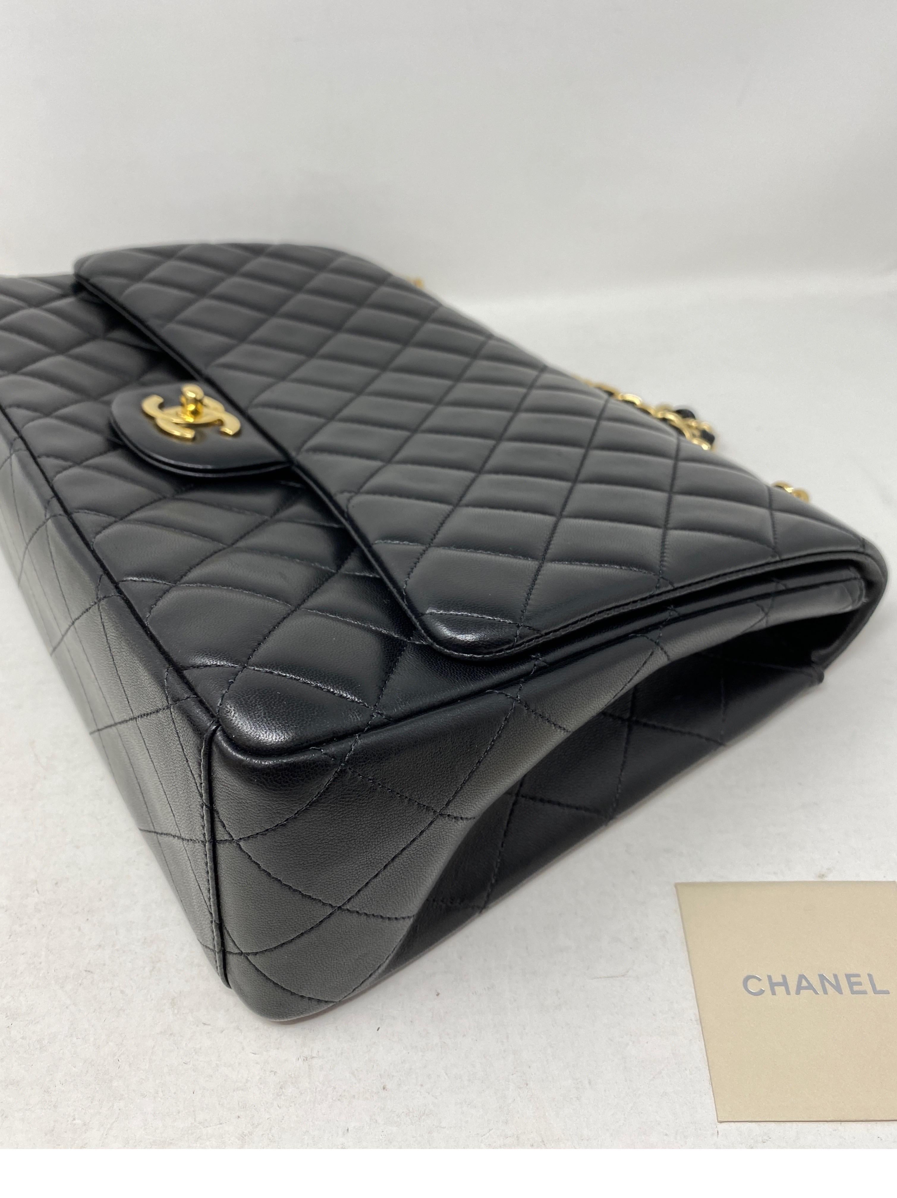 Chanel Black Lambskin Leather Maxi Bag  11