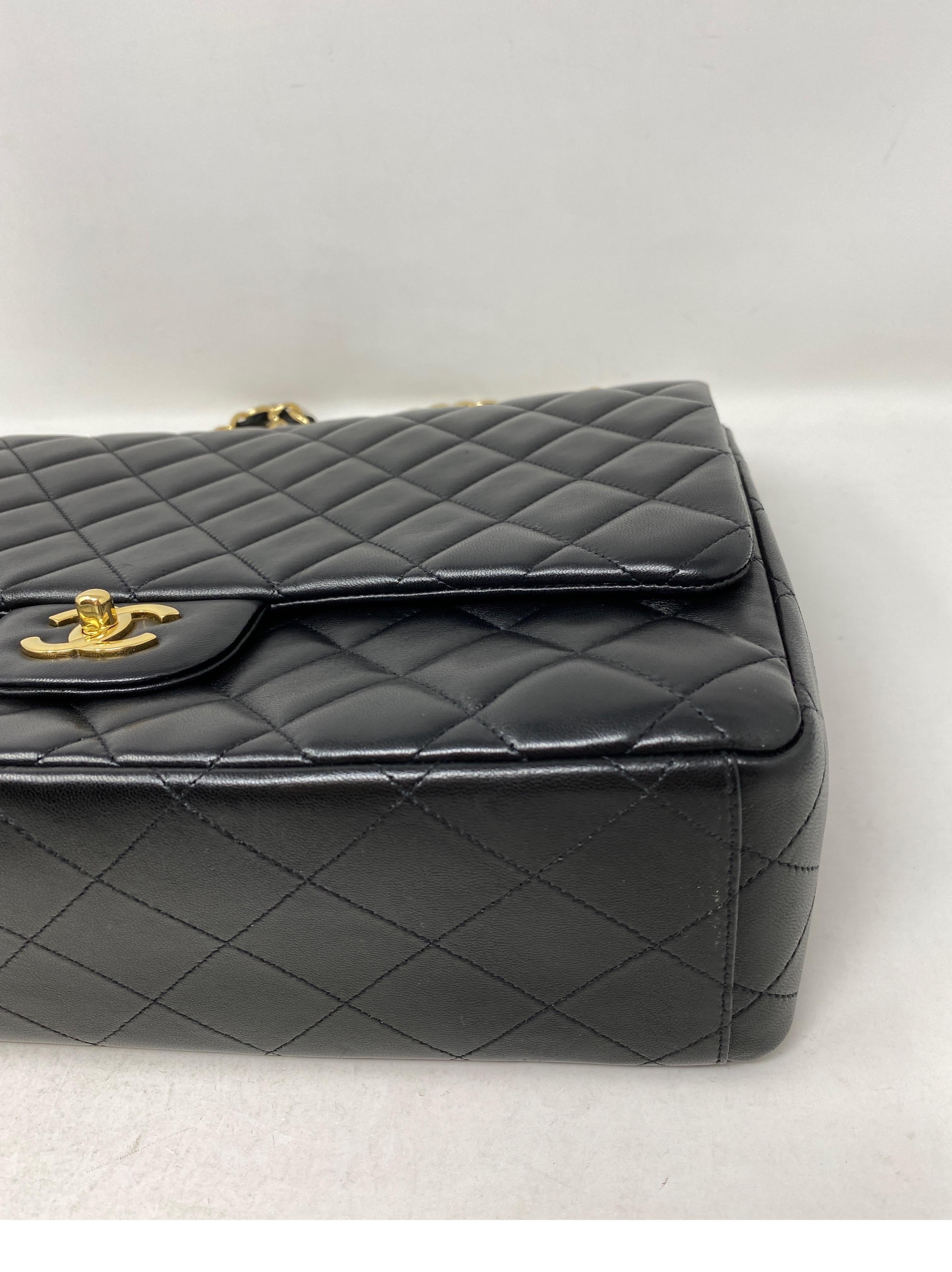 Chanel Black Lambskin Leather Maxi Bag  13