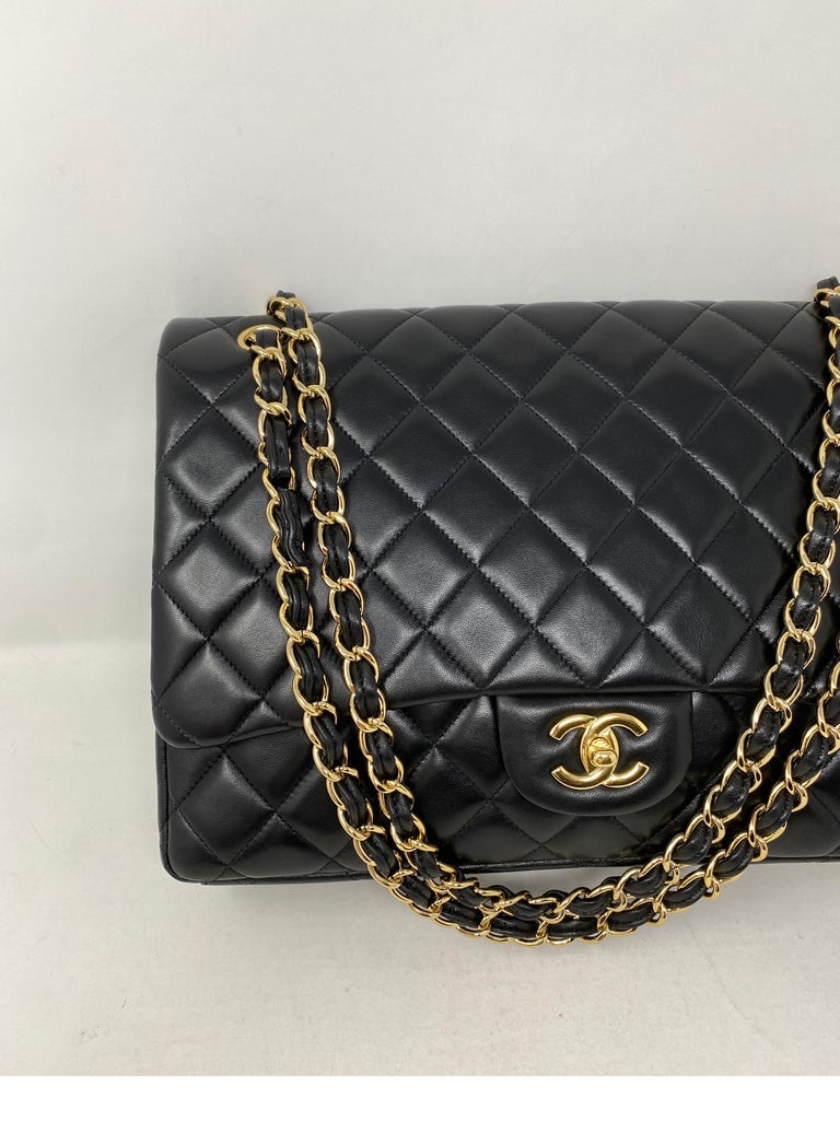 Chanel Black Lambskin Leather Maxi Bag  In Excellent Condition In Athens, GA