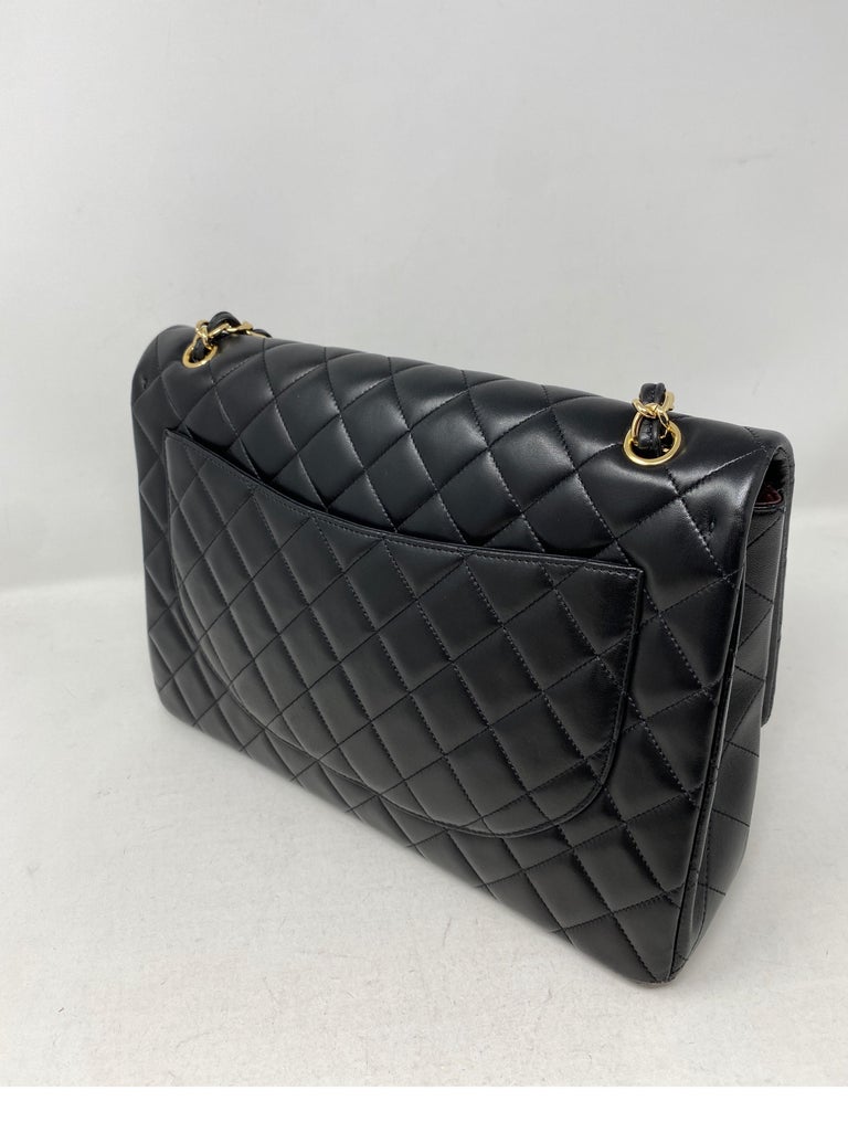 Chanel Black Lambskin Leather Maxi Bag  2