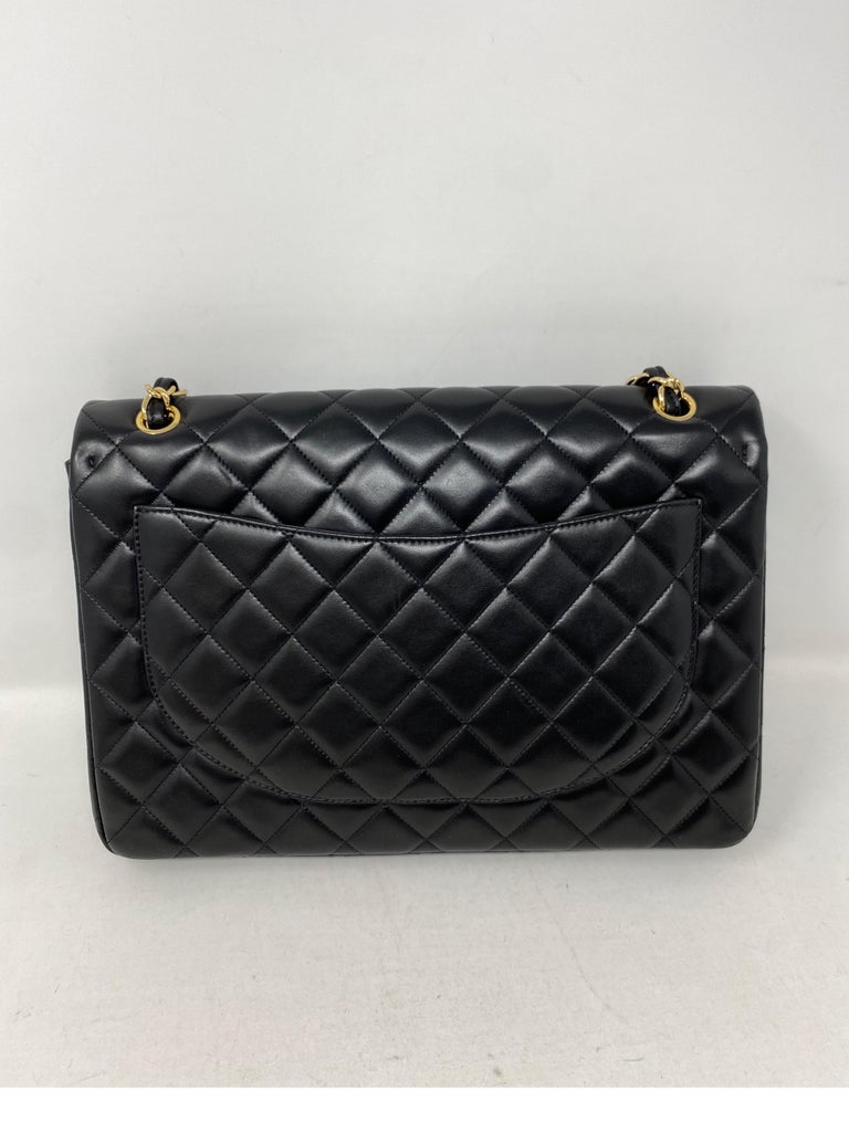 Chanel Black Lambskin Leather Maxi Bag  3