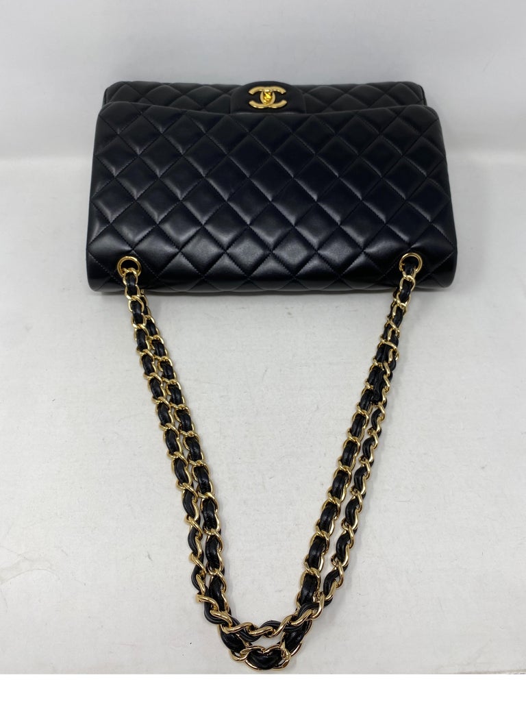 Chanel Black Lambskin Leather Maxi Bag  4
