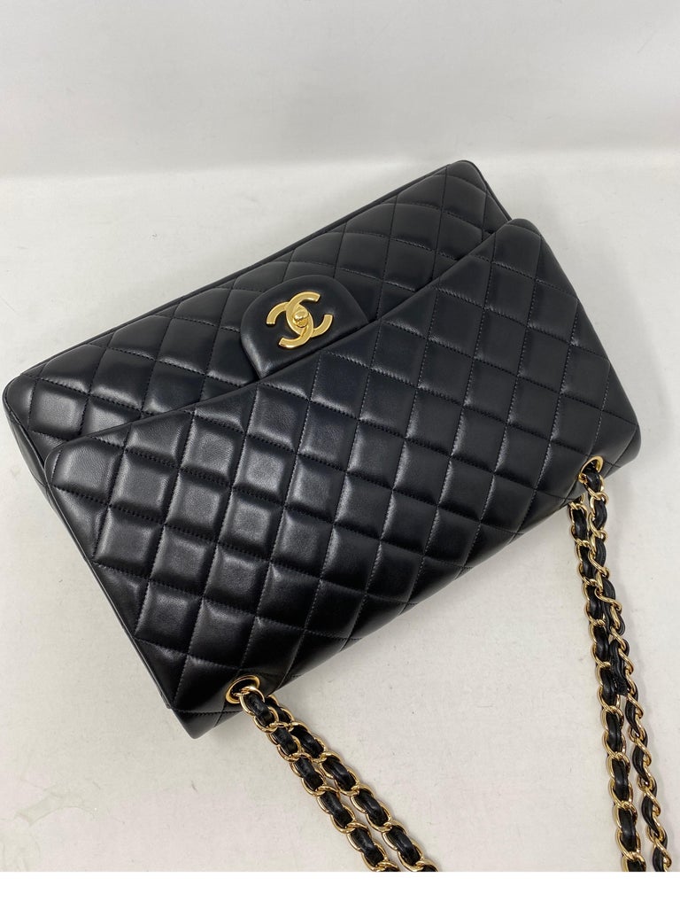 Chanel Black Lambskin Leather Maxi Bag  5