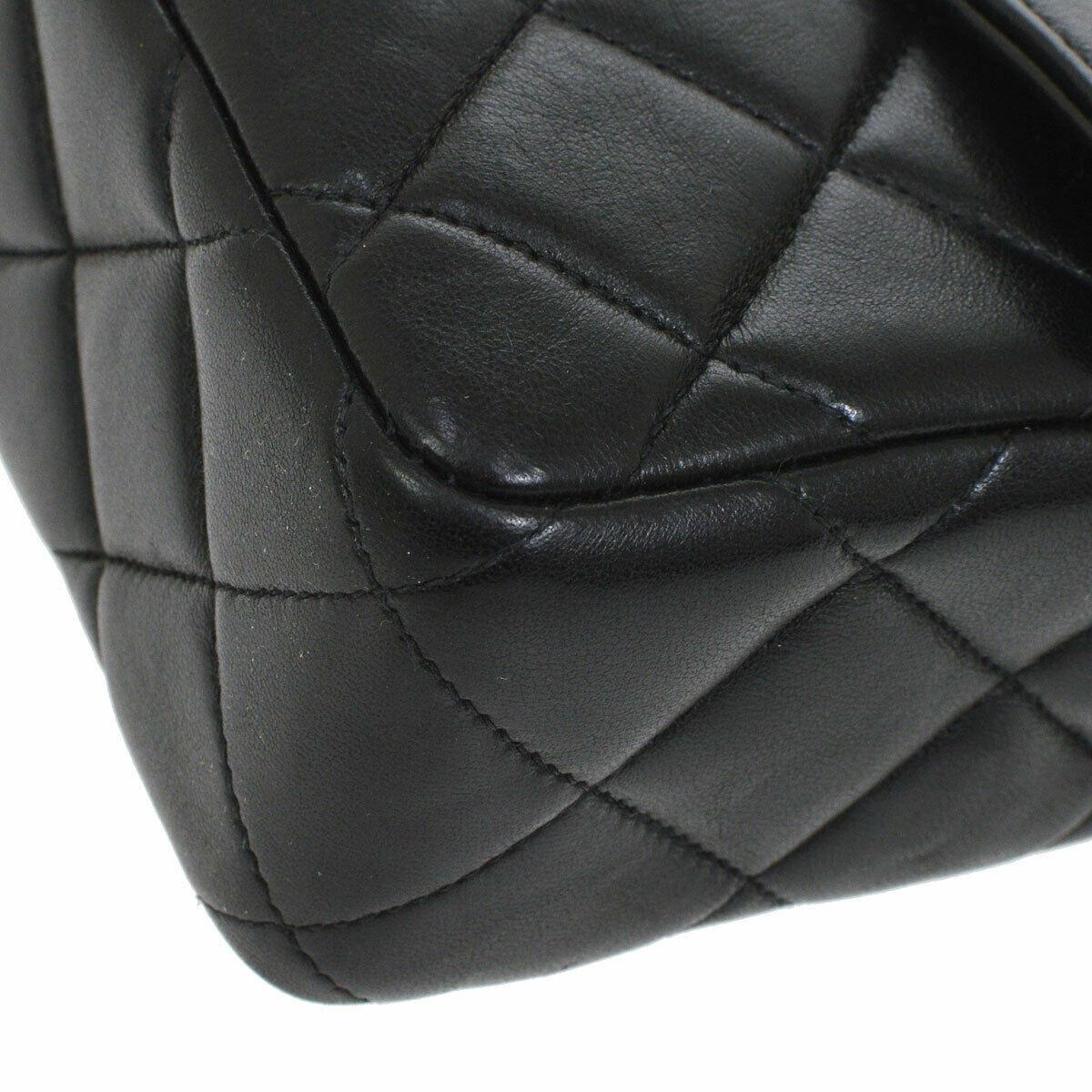 Chanel Black Lambskin Leather Mini Small Party Top Handle Satchel Flap Bag In Good Condition In Chicago, IL
