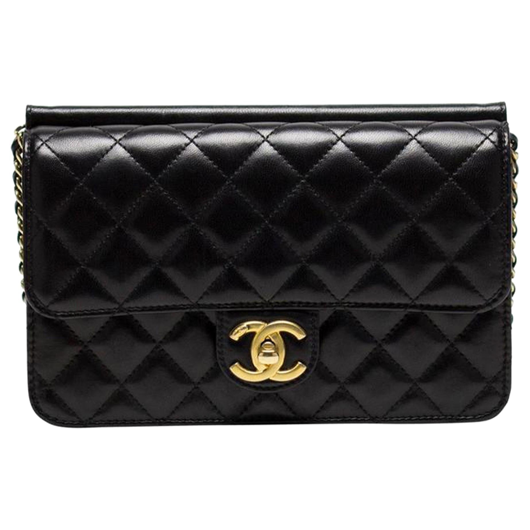 Chanel black lambskin quilted flap

Year: 2013
Antique gold hardware
CC turnlock closure
Classic interwoven chain
Lambskin Burgundy interior lining
Interior rear open back pocket
Interior single card slot
Classic back pocket
5