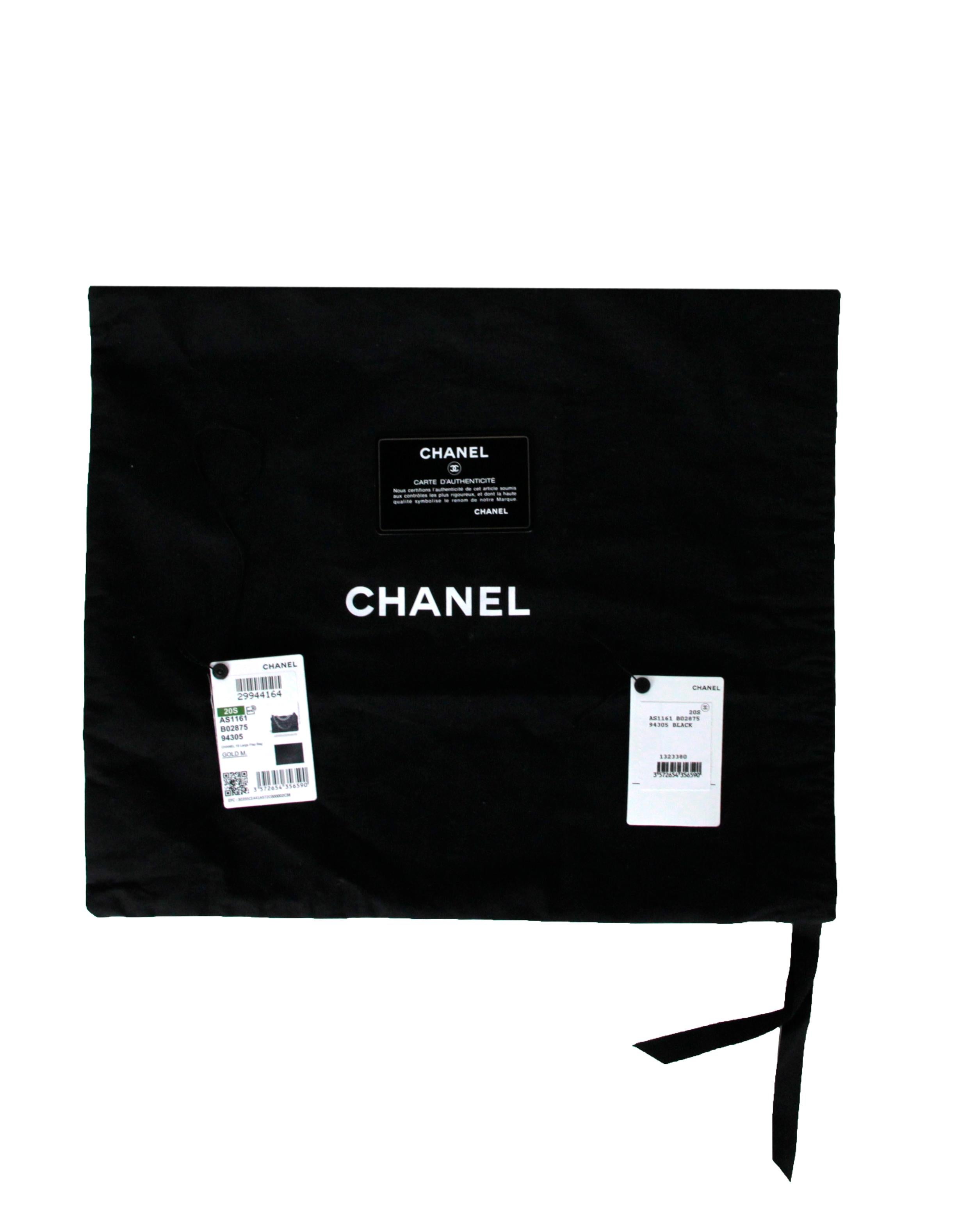 Chanel Black Lambskin Leather Quilted Large 19 Flap Bag 2