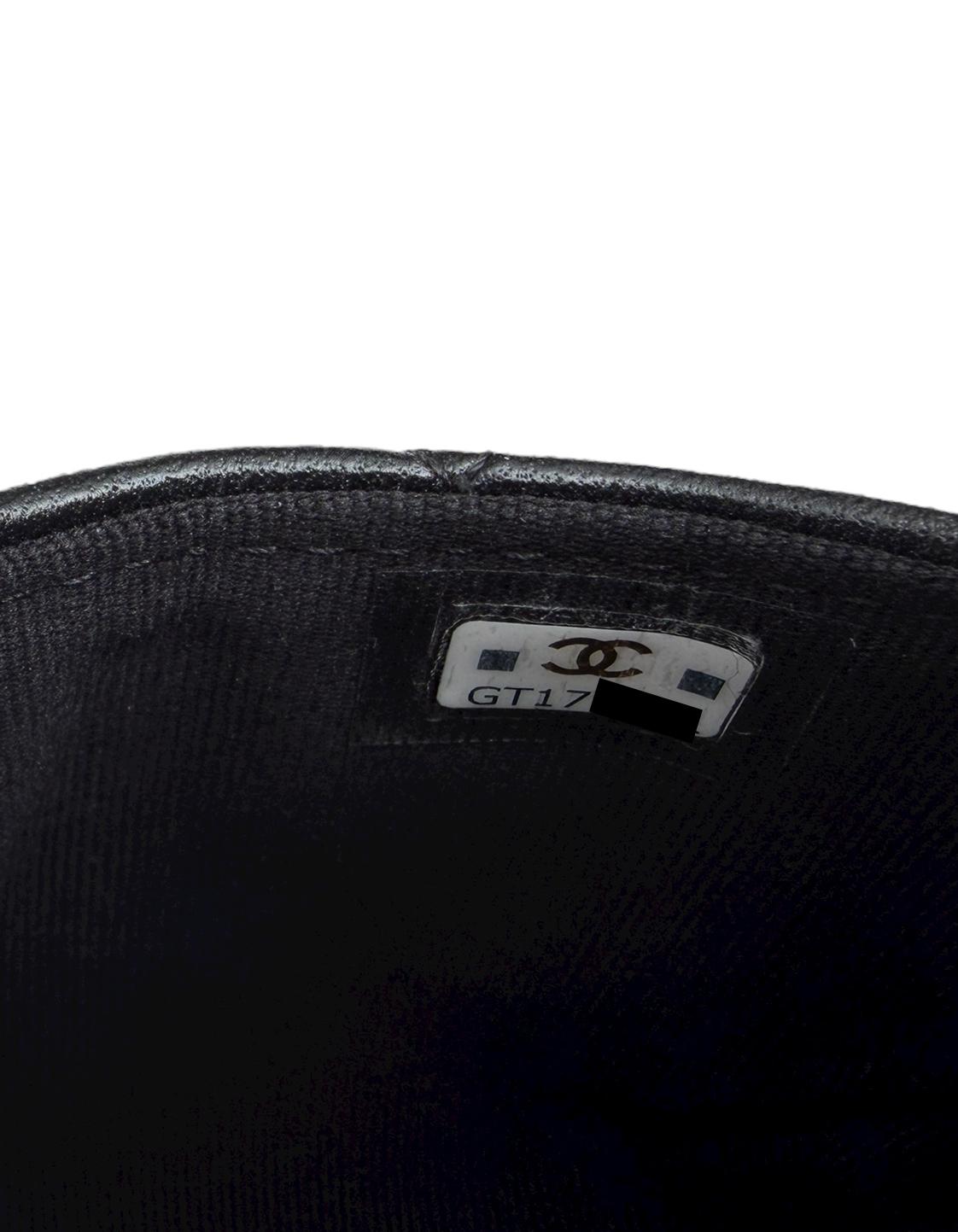 Chanel Black Lambskin Leather Quilted Pearl Top Handle Clutch Crossbody w/ Chain in vendita 3