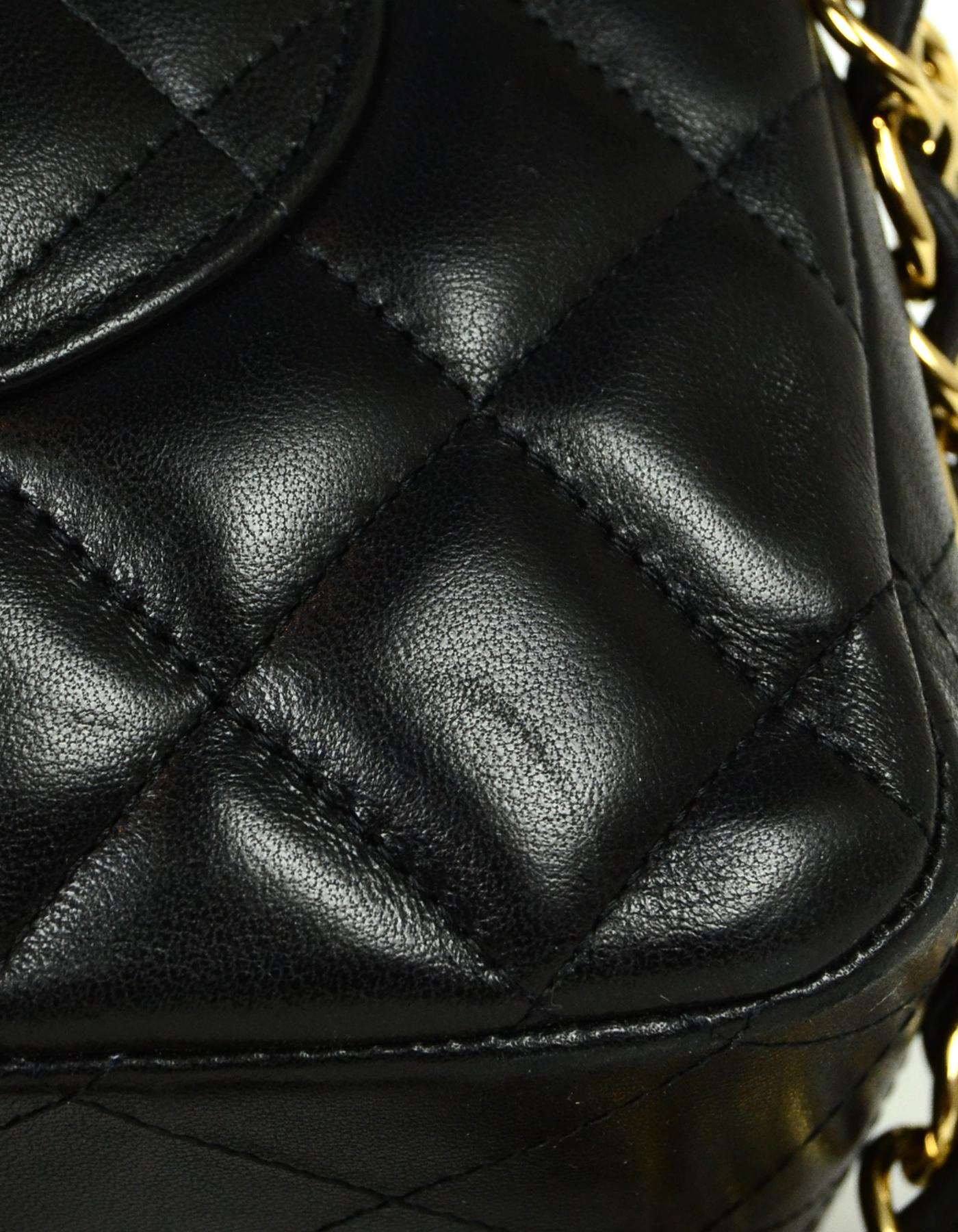 Chanel Black Lambskin Leather Quilted Single Flap Jumbo Classic Bag 3