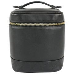 Chanel Black Lambskin Leather Quilted Vanity Case 1025c23