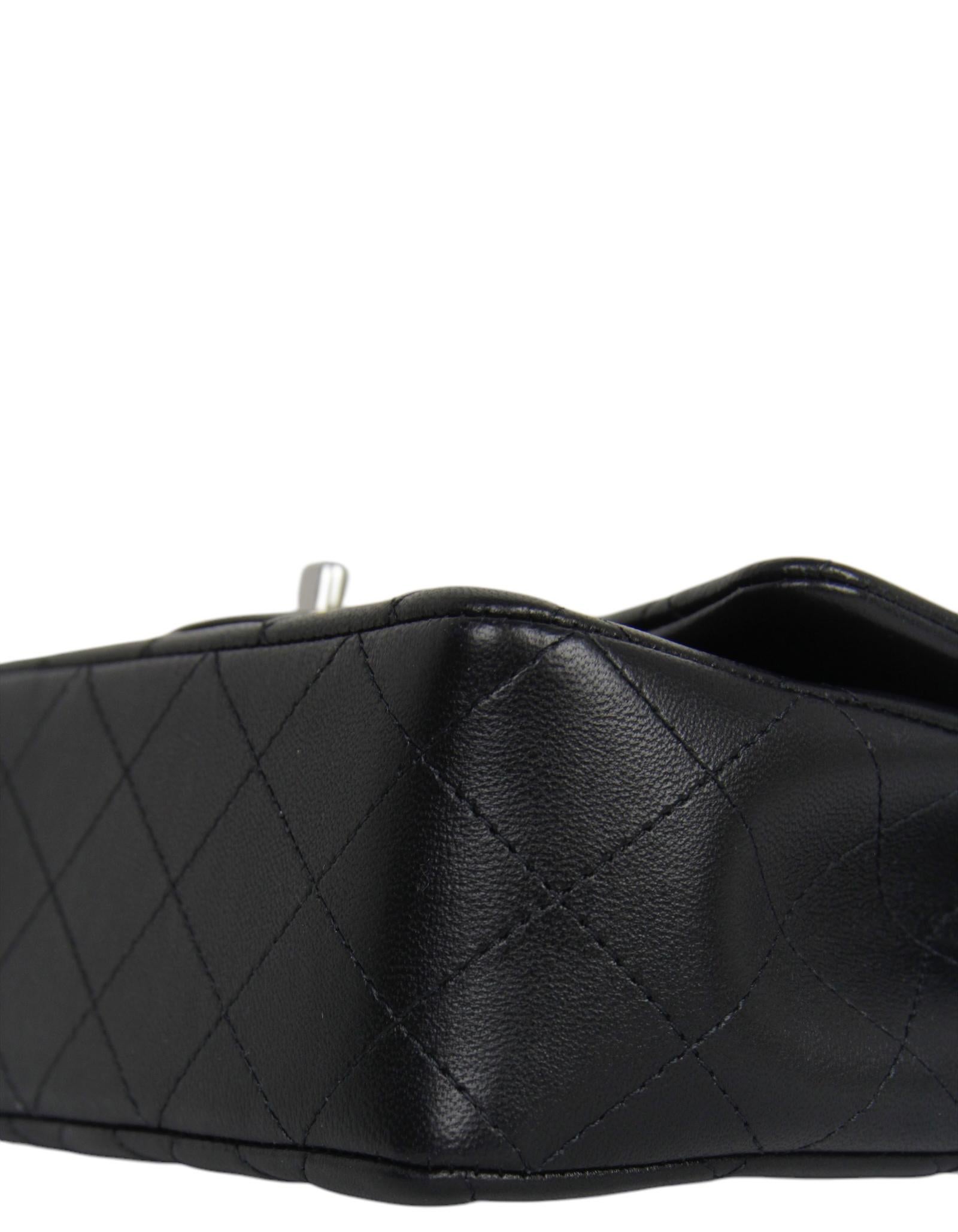 Chanel Black Lambskin Leather Rectangular Mini Flap Crossbody Bag For Sale 1