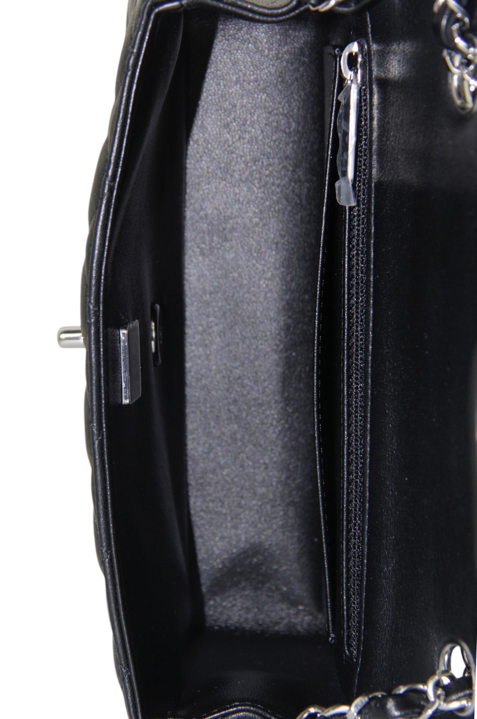 Chanel Black Lambskin Leather Rectangular Mini Flap Crossbody Bag For Sale 2