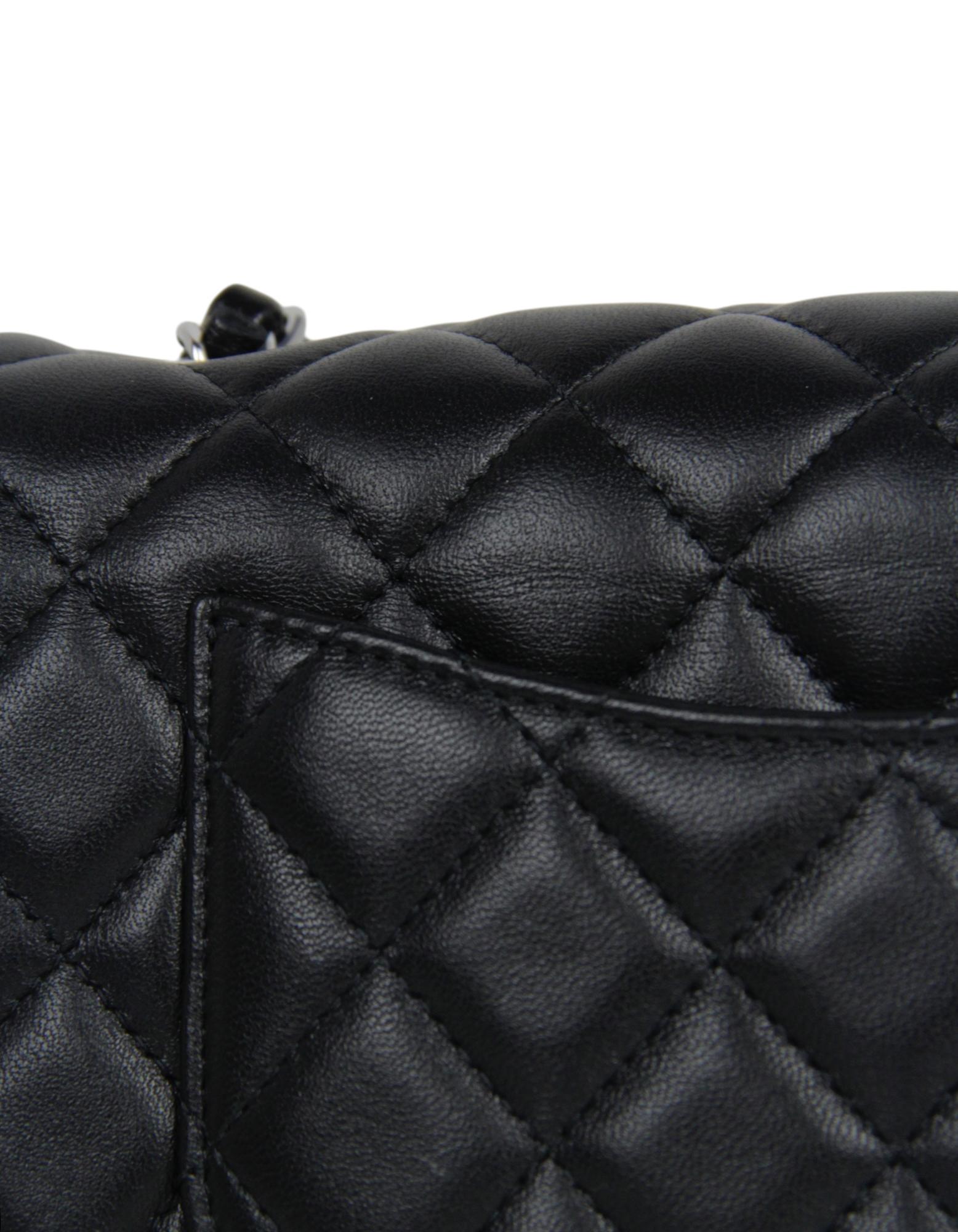Chanel Black Lambskin Leather Rectangular Mini Flap Crossbody Bag For Sale 4