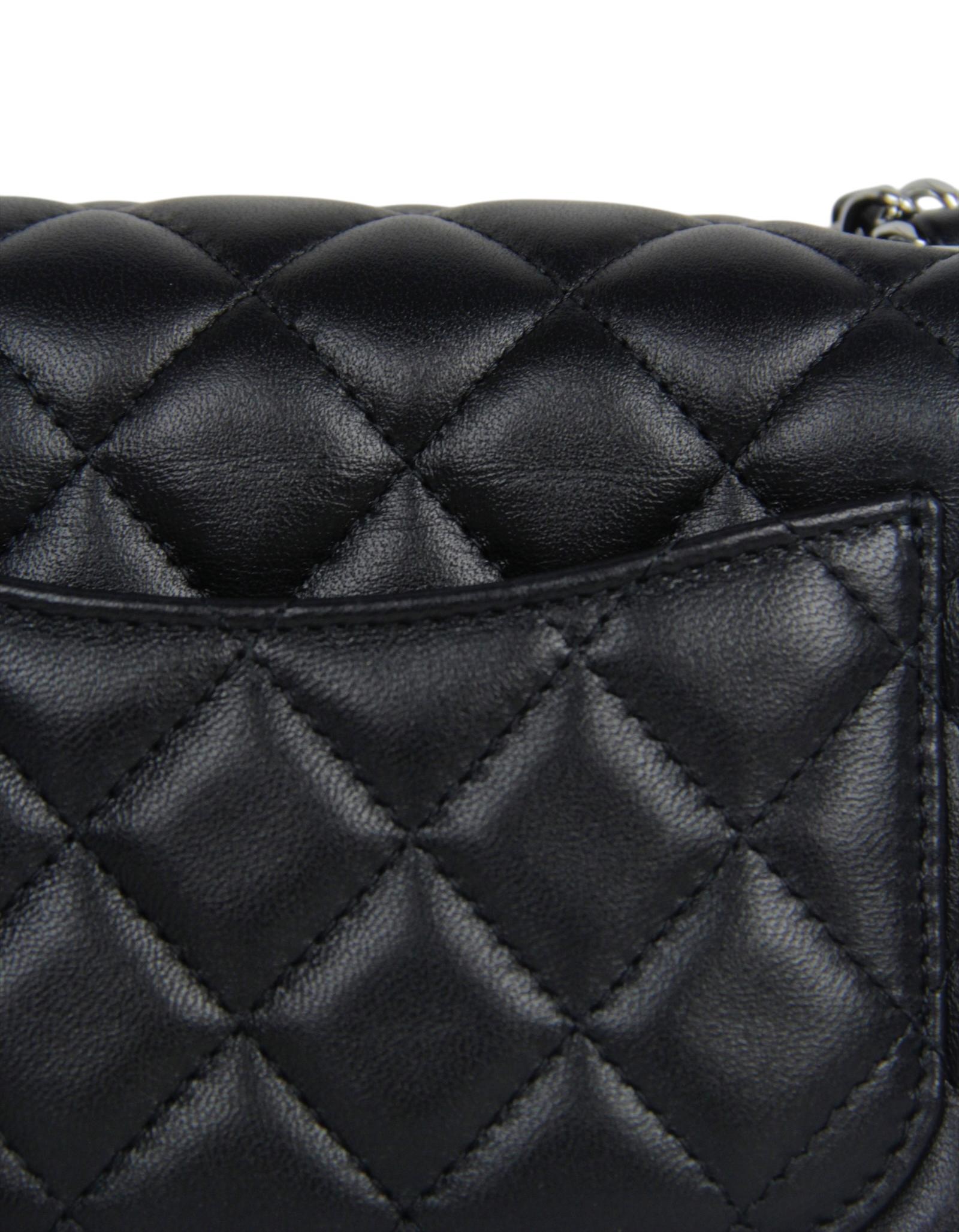 Chanel Black Lambskin Leather Rectangular Mini Flap Crossbody Bag For Sale 5