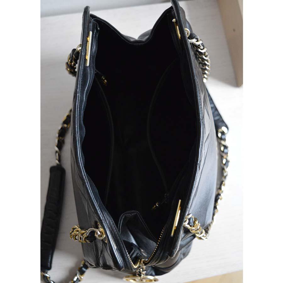 Chanel Black Lambskin Leather Shoulder Bag, Italy, 1980s 1