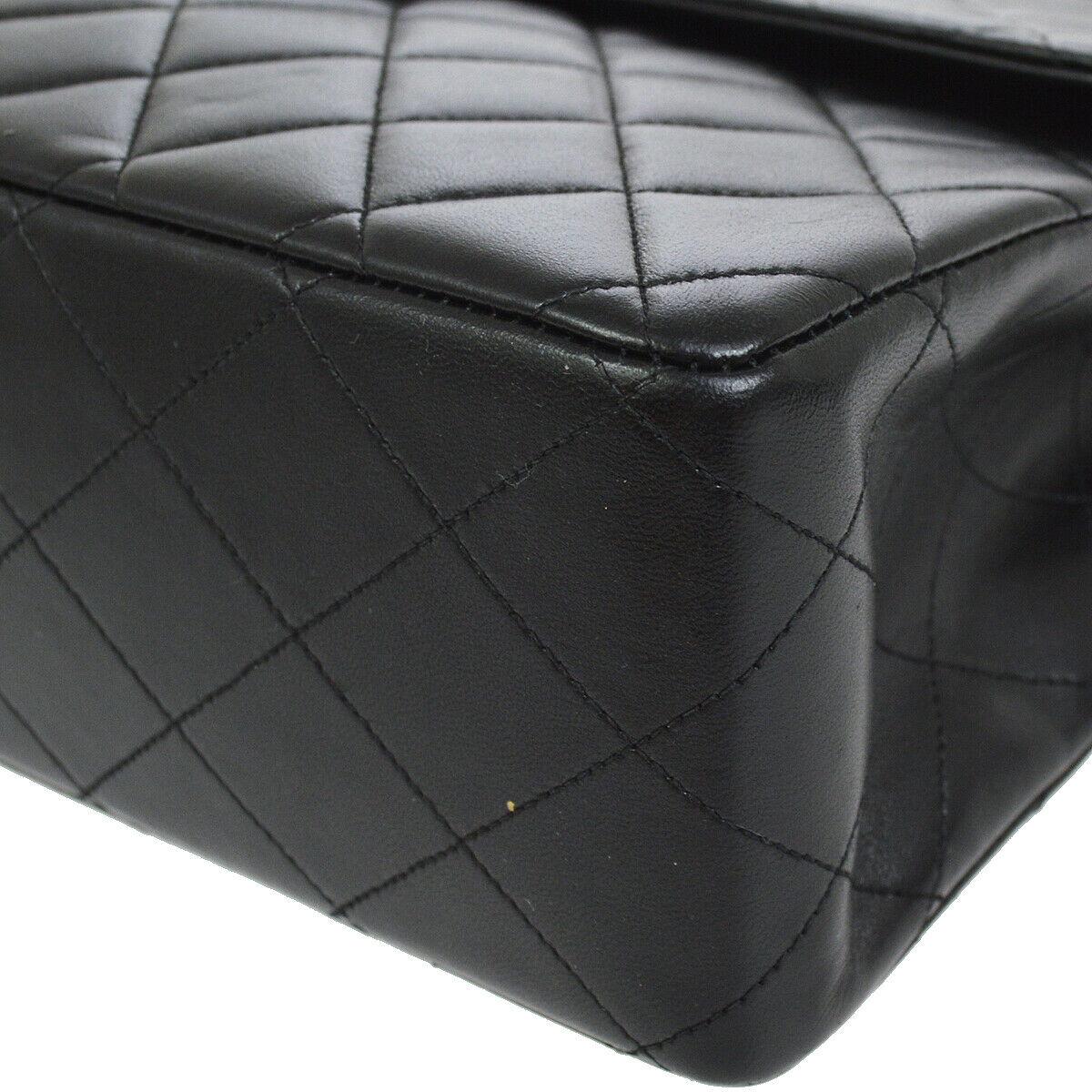 Chanel Black Lambskin Leather Silver Jumbo Evening Shoulder Flap Bag 2