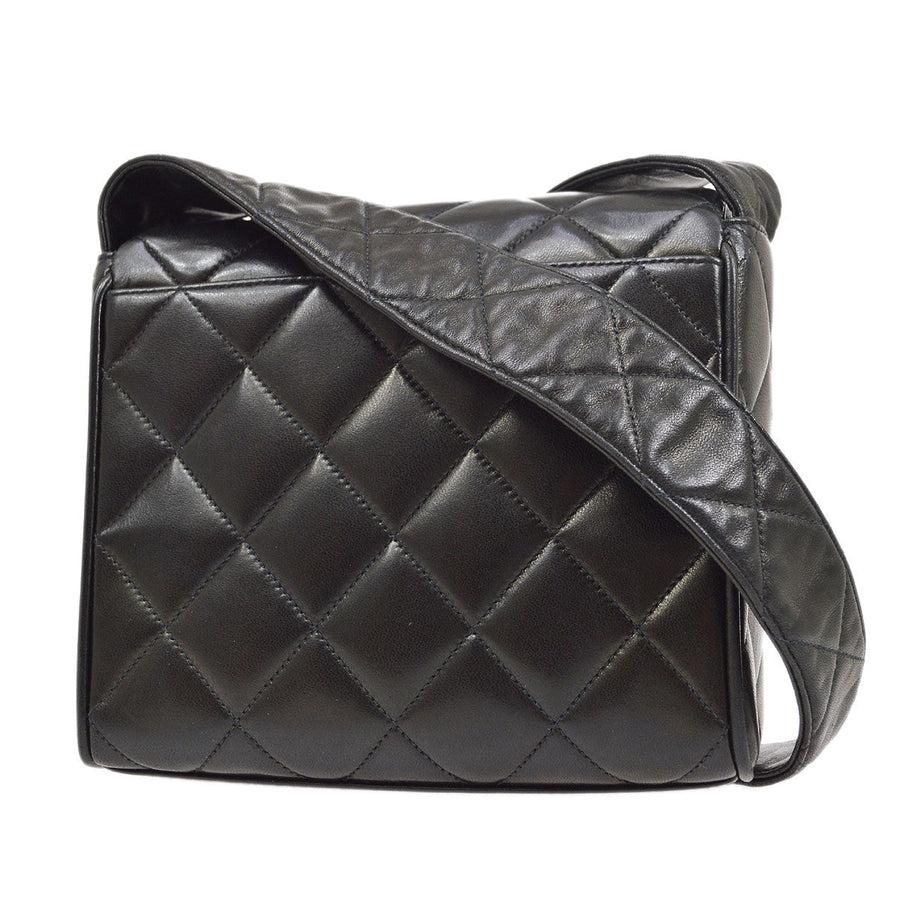 Women's CHANEL Black Lambskin Leather Small CC Crossbody Shoulder Flap Bag For Sale