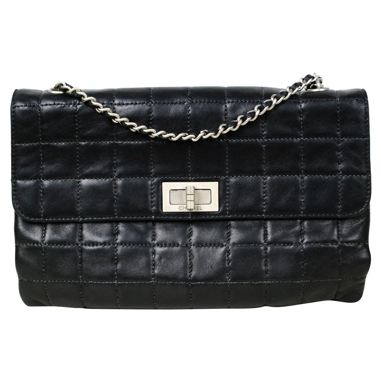 Chanel Black Lambskin Leather Square Quilted 2.55 Reissue Flap Bag