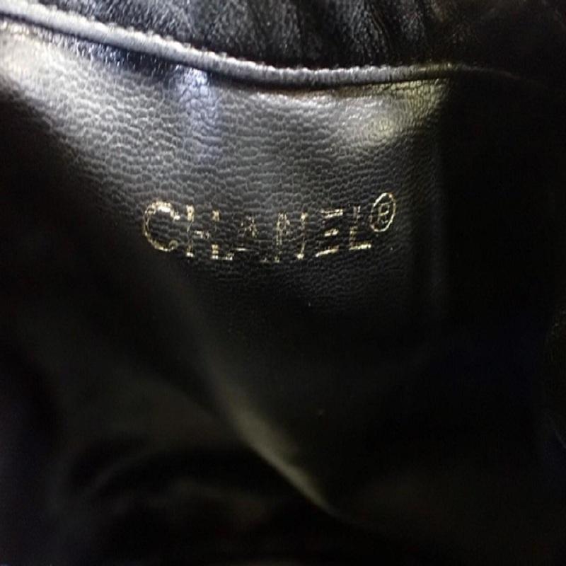 Chanel Black Lambskin Leather Triple CC Logo Drawstring Bucket Bag 3