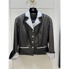 Chanel Black Lambskin Leather Two-Piece Suit Set Sz.40/36
