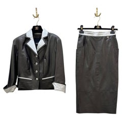 Chanel Black Lambskin Leather Two-Piece Suit Set Sz.40/36